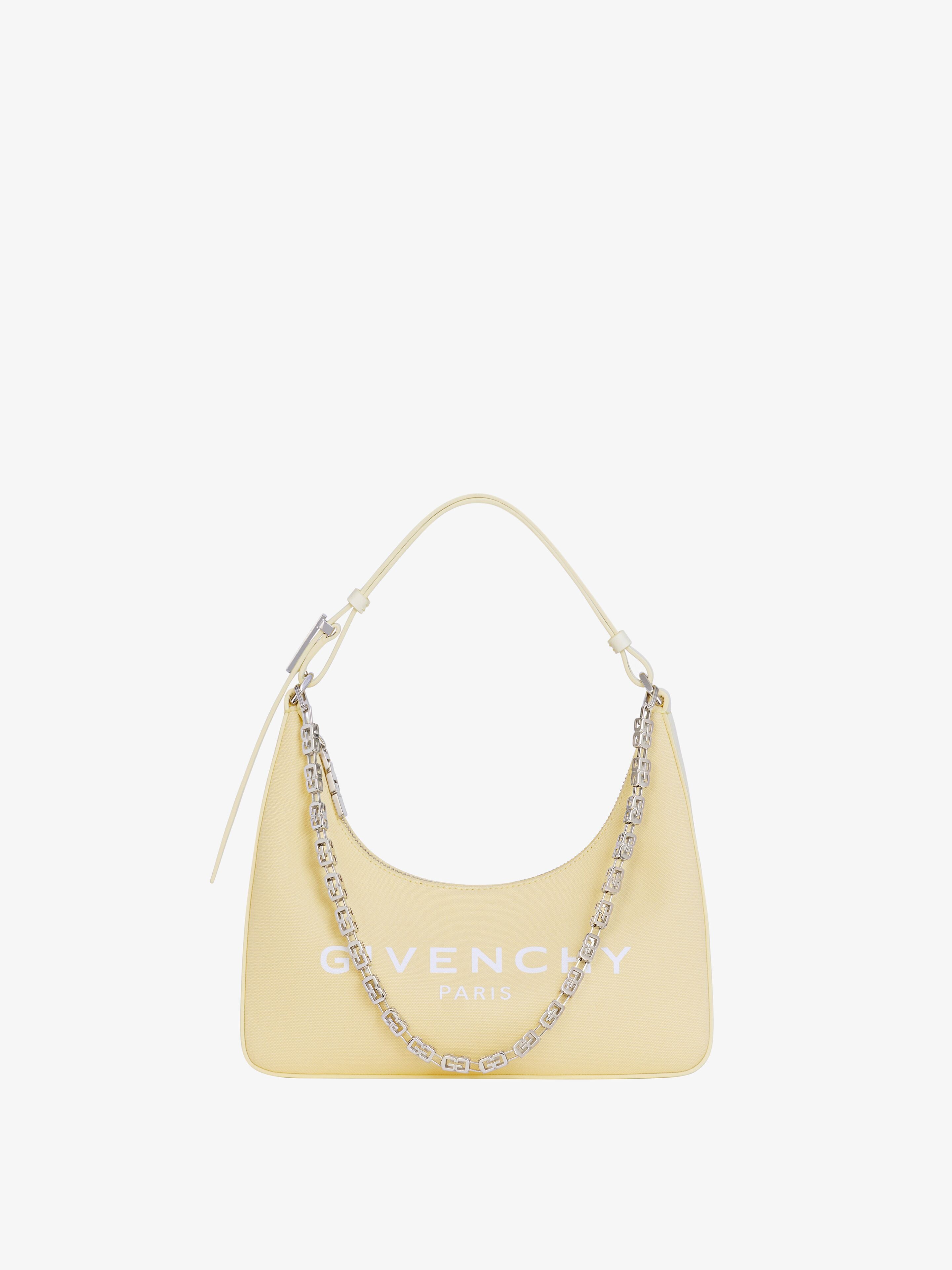 Givenchy Women's Small Moon Cut Out Bag In Canvas With Chain In Pale Yellow