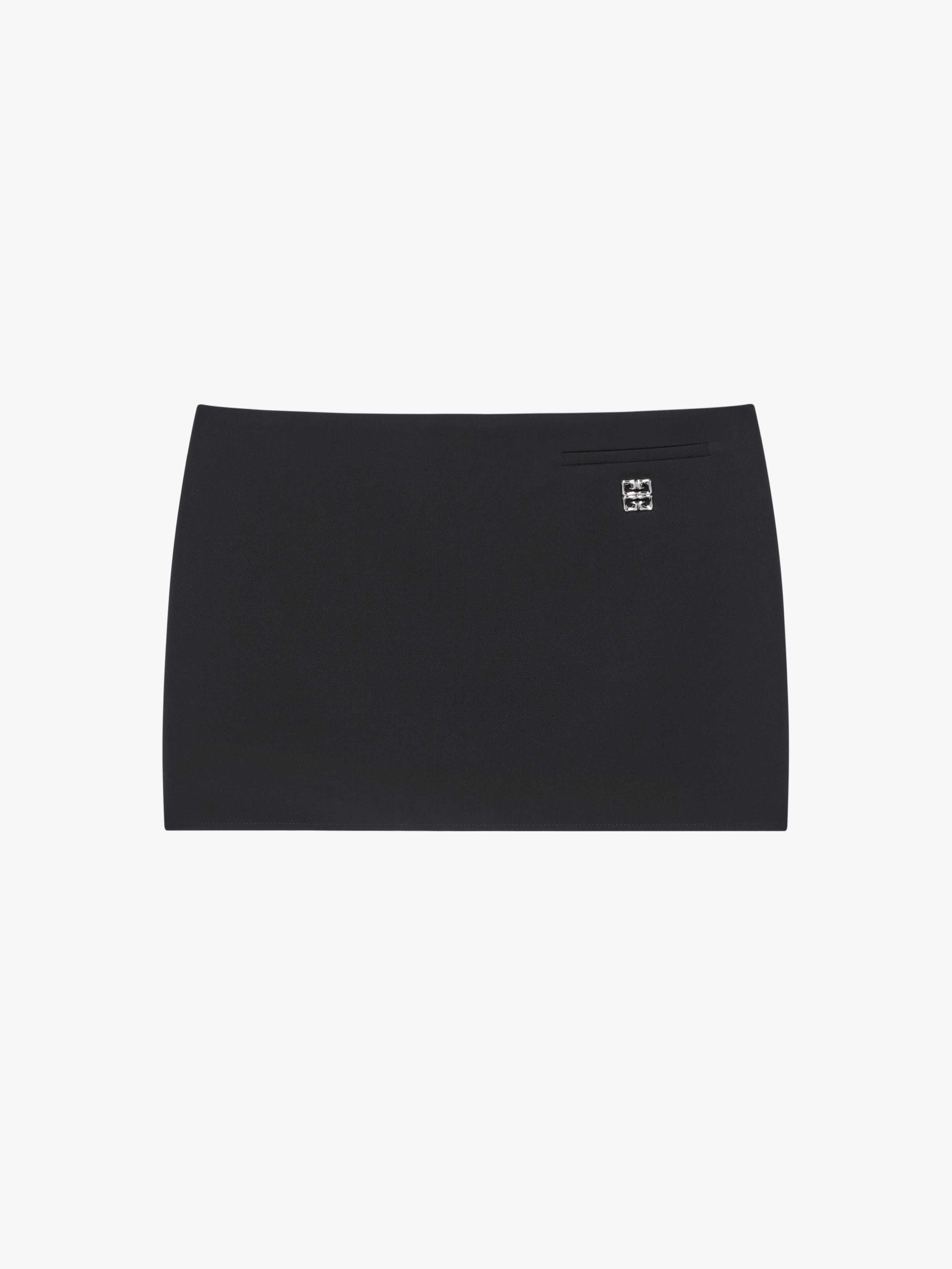 Shop Givenchy Mini Skirt In Wool With 4g Liquid Detail In Black