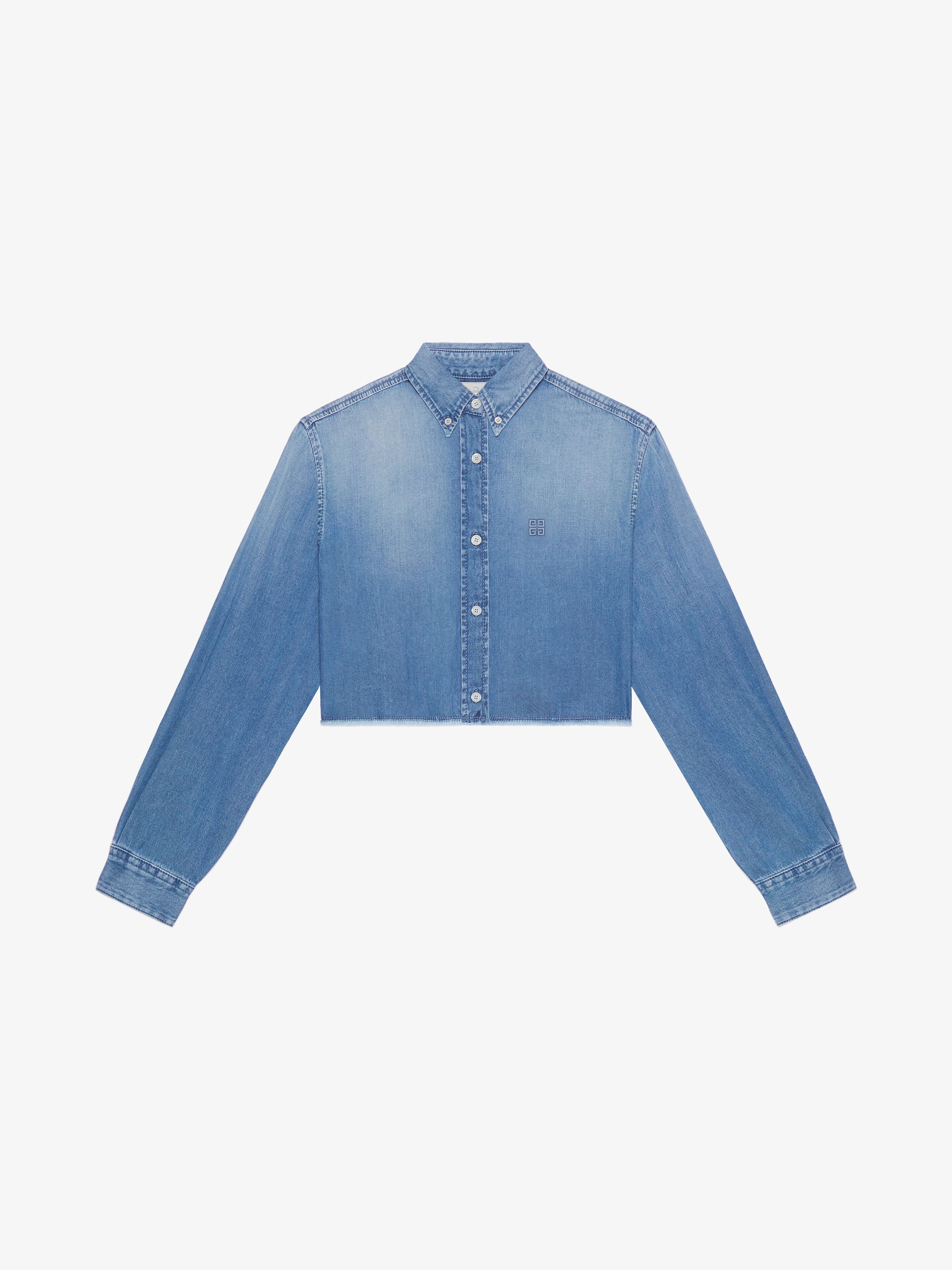 Shop Givenchy Cropped Shirt In Denim In Light Blue