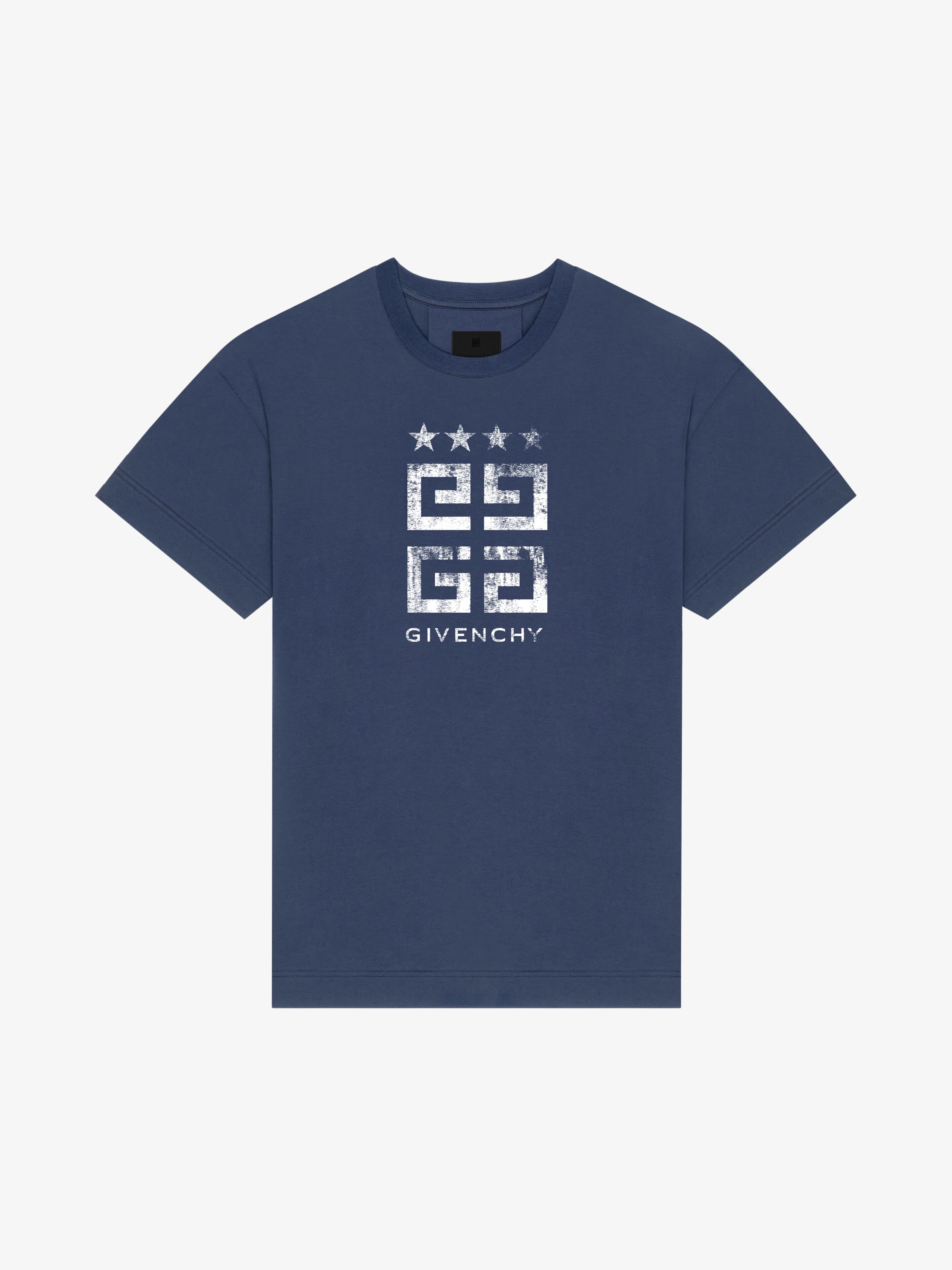 Shop Givenchy T-shirt Slim 4g Stars En Coton In Deep Blue