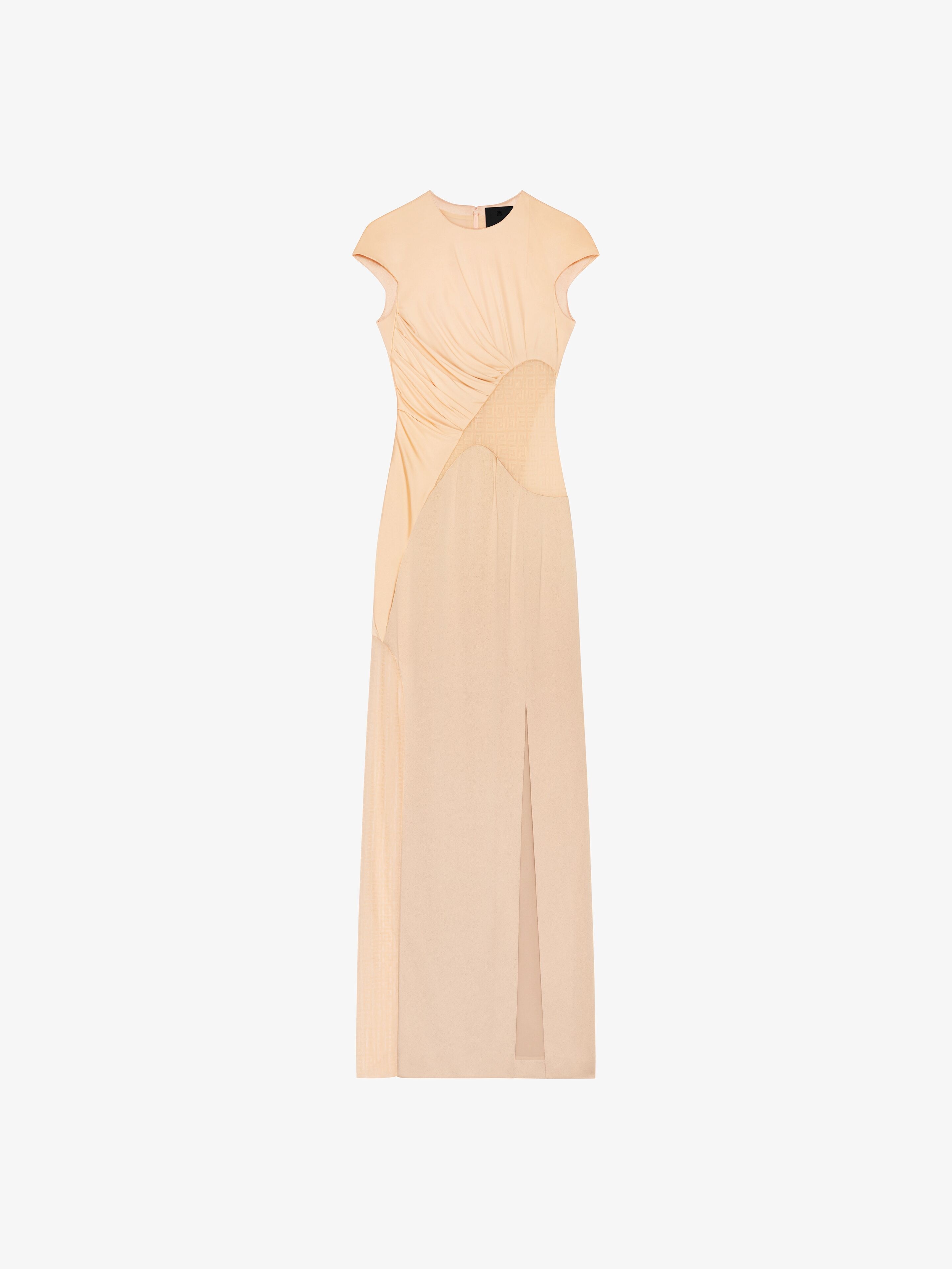Shop Givenchy Evening Satin Dress And 4g Lace In Tan
