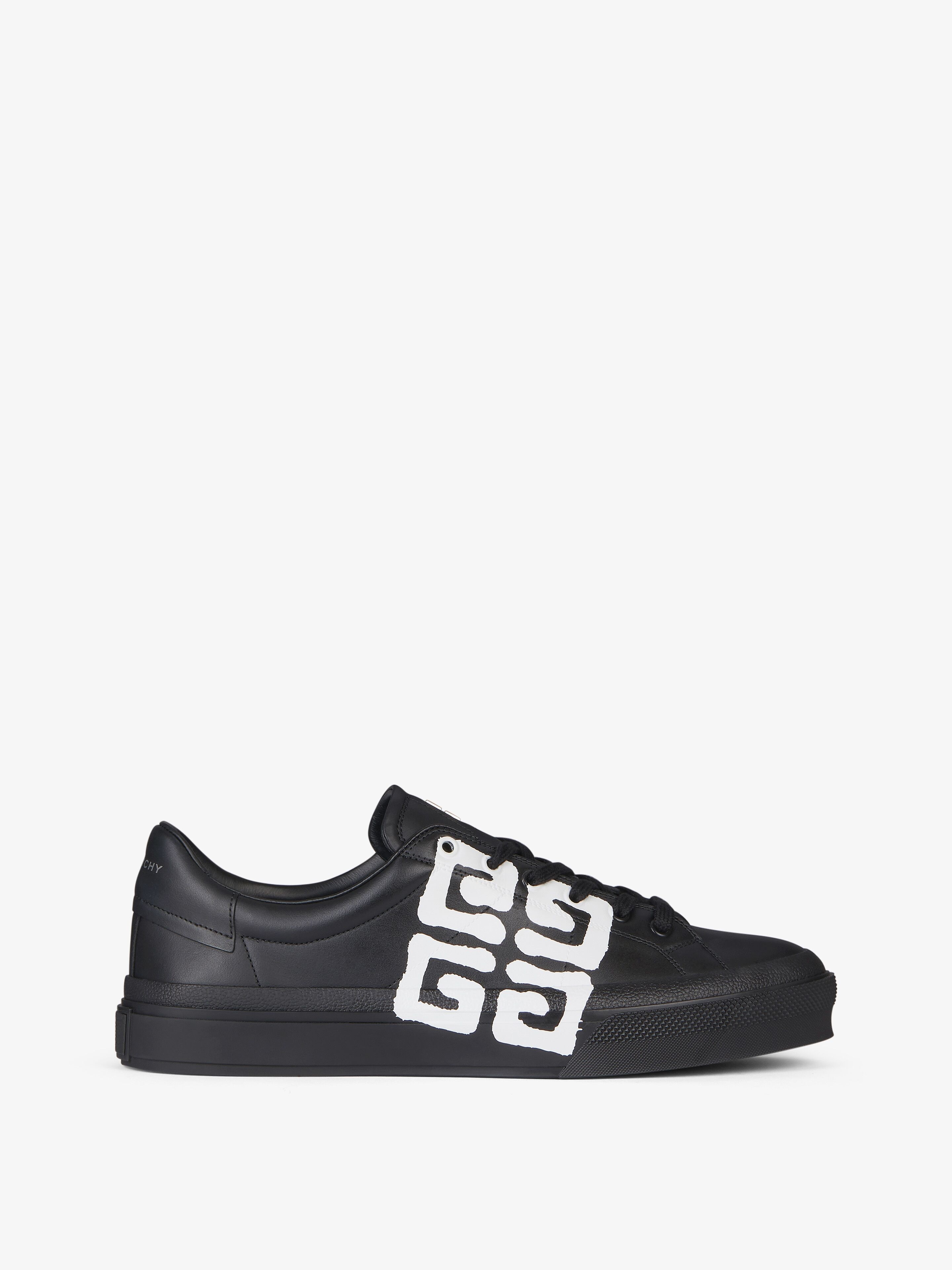 Shop Givenchy City Sport Sneakers In Leather With Tag Effect 4g Print In Black