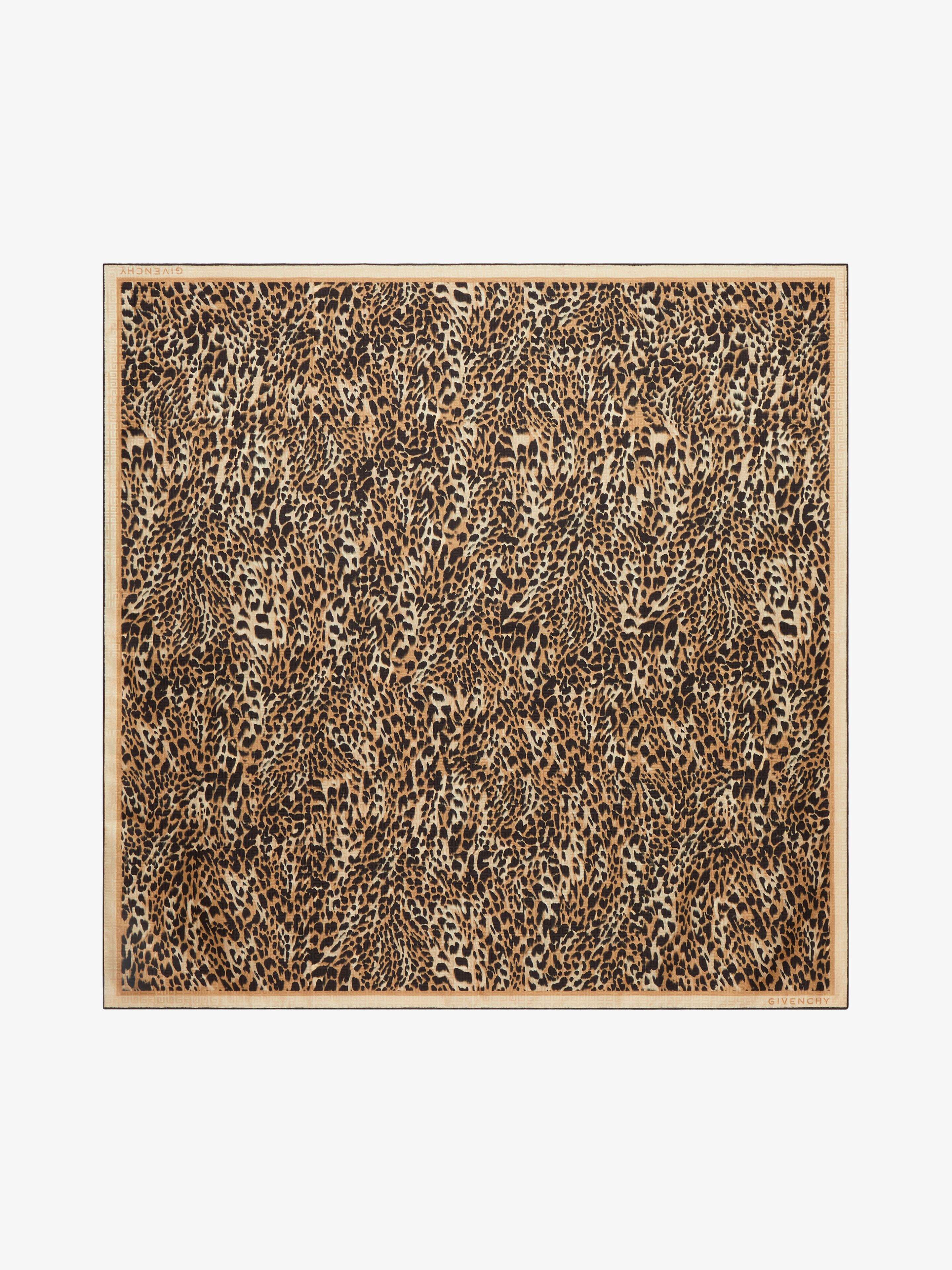 Givenchy - For Women - Square In Silk With Leopard Print - Black - For Women - Size: TU