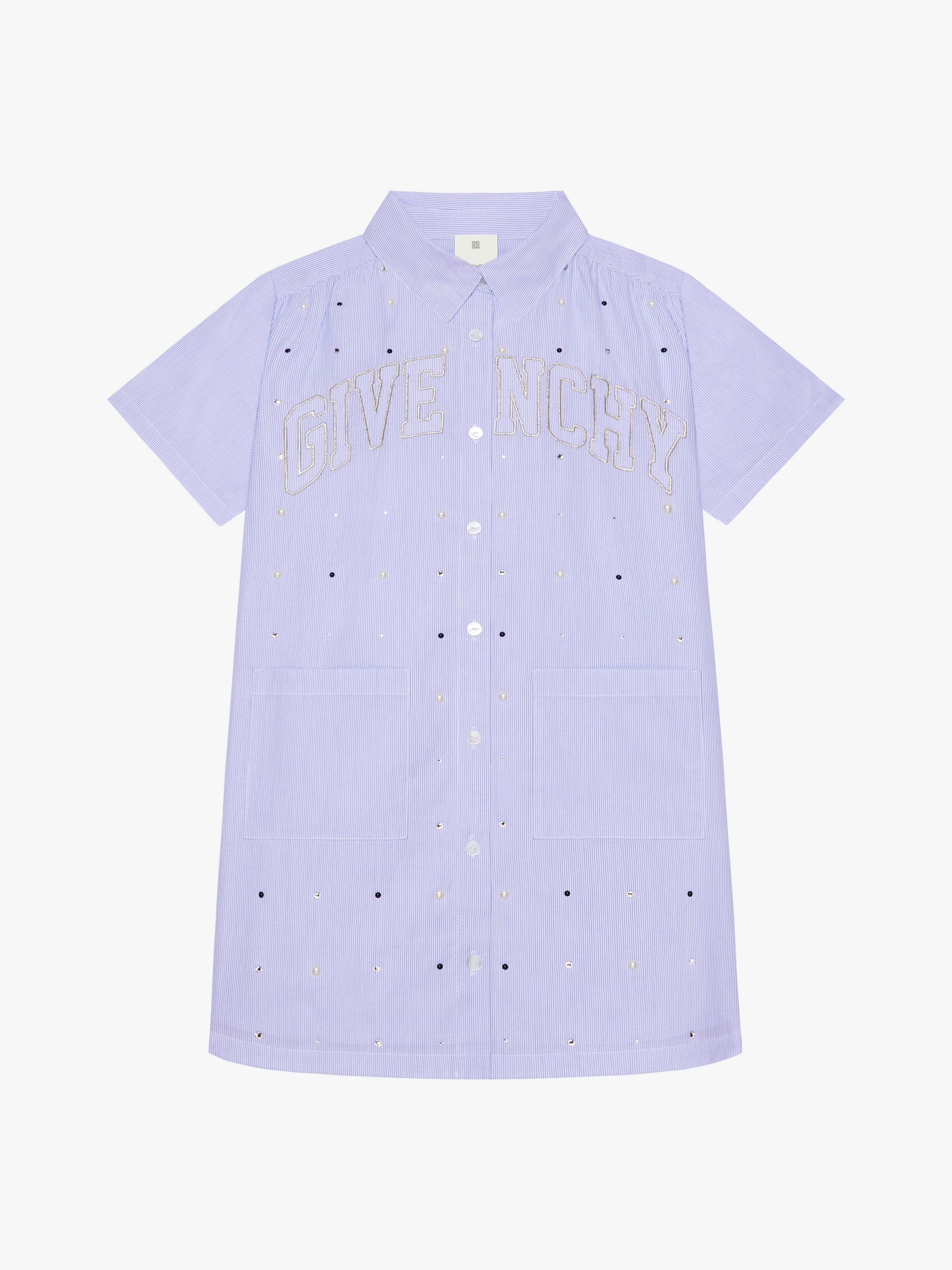 GIVENCHY College shirt dress in cotton with stripes in white blue Givenchy US