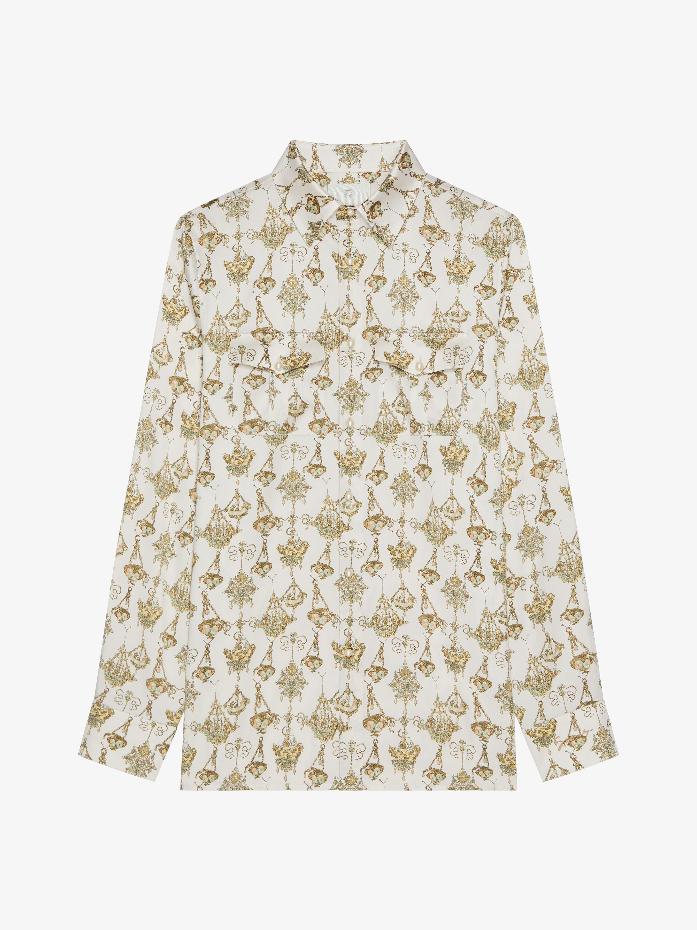 Shop Givenchy Printed Chandelier Shirt In Silk In Cream/ochre