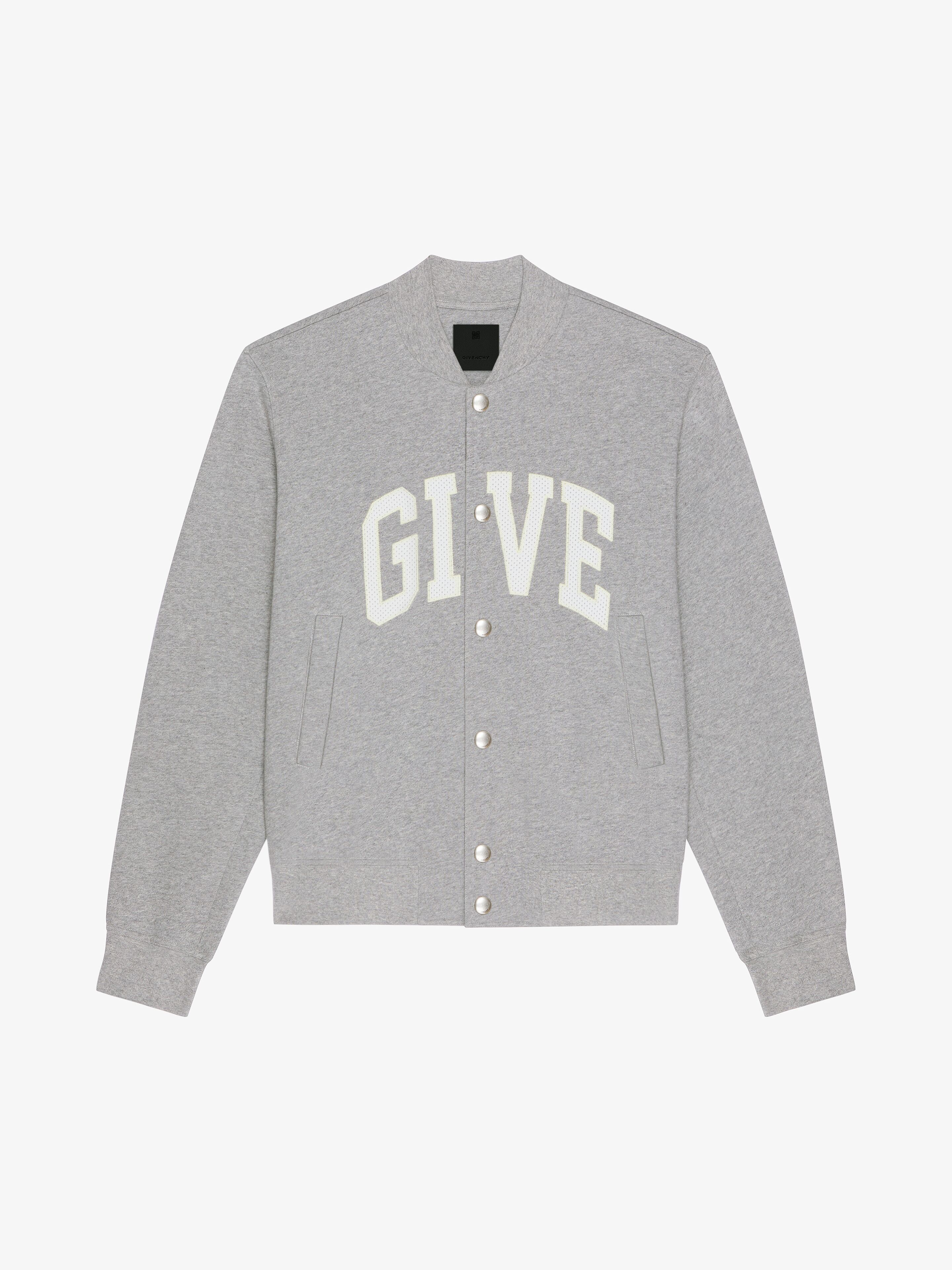 Shop Givenchy College Varsity Jacket In Fleece In Light Grey Melange