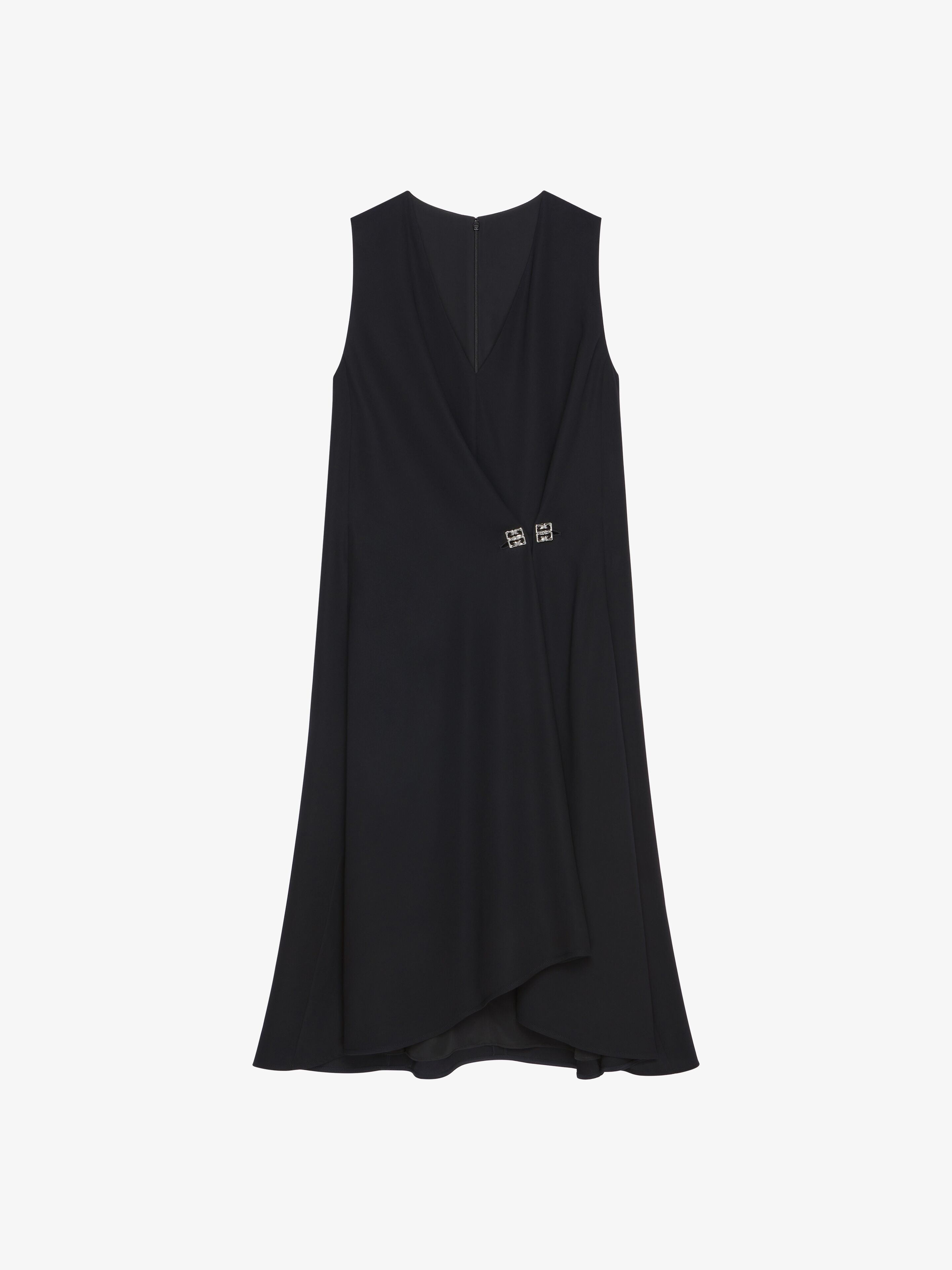 Shop Givenchy Dress With 4g Detail And Pleated Effect In Crepe Satin