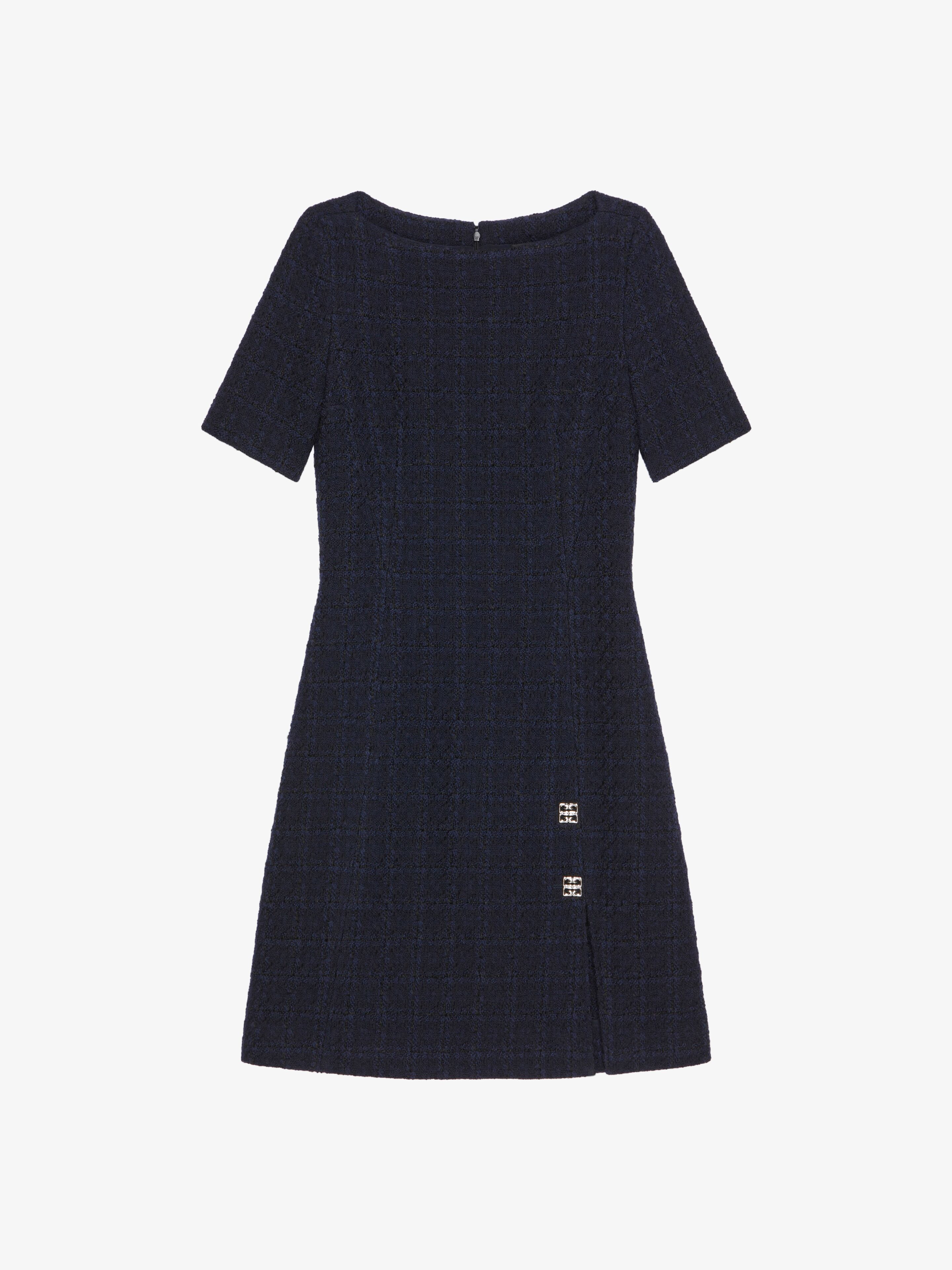 Shop Givenchy Dress In Tweed With 4g Liquid Detail In Blue