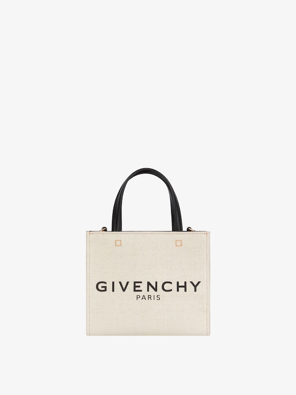 Mini G-Tote shopping bag in canvas - beige/black | Givenchy US