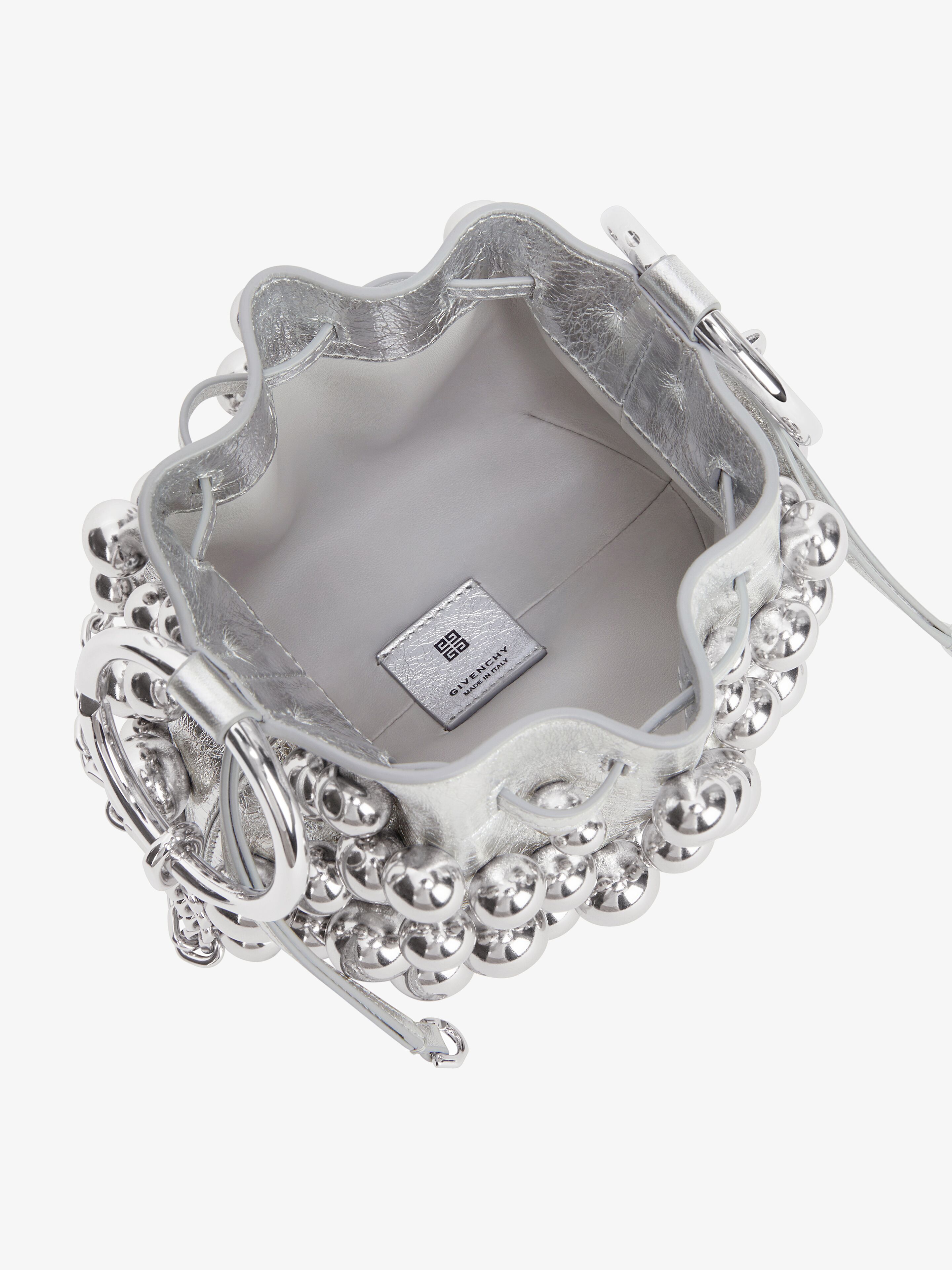 Mini Pumpkin bag in leather with embroidered pearls in Mini Pumpkin bag in leather with embroidered pearls in