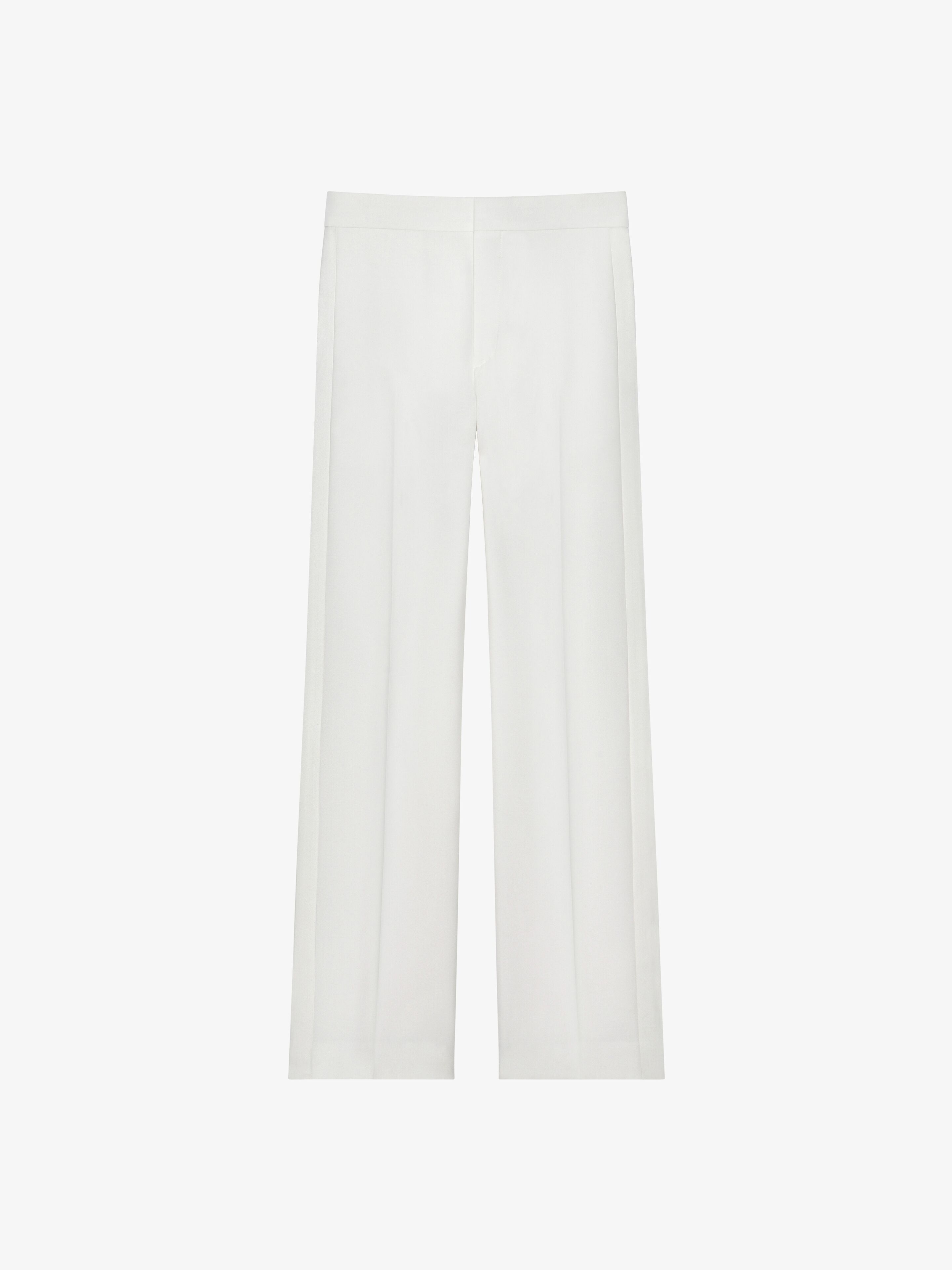 Shop Givenchy Wide Pants In Wool And Mohair With Piping Detail In White