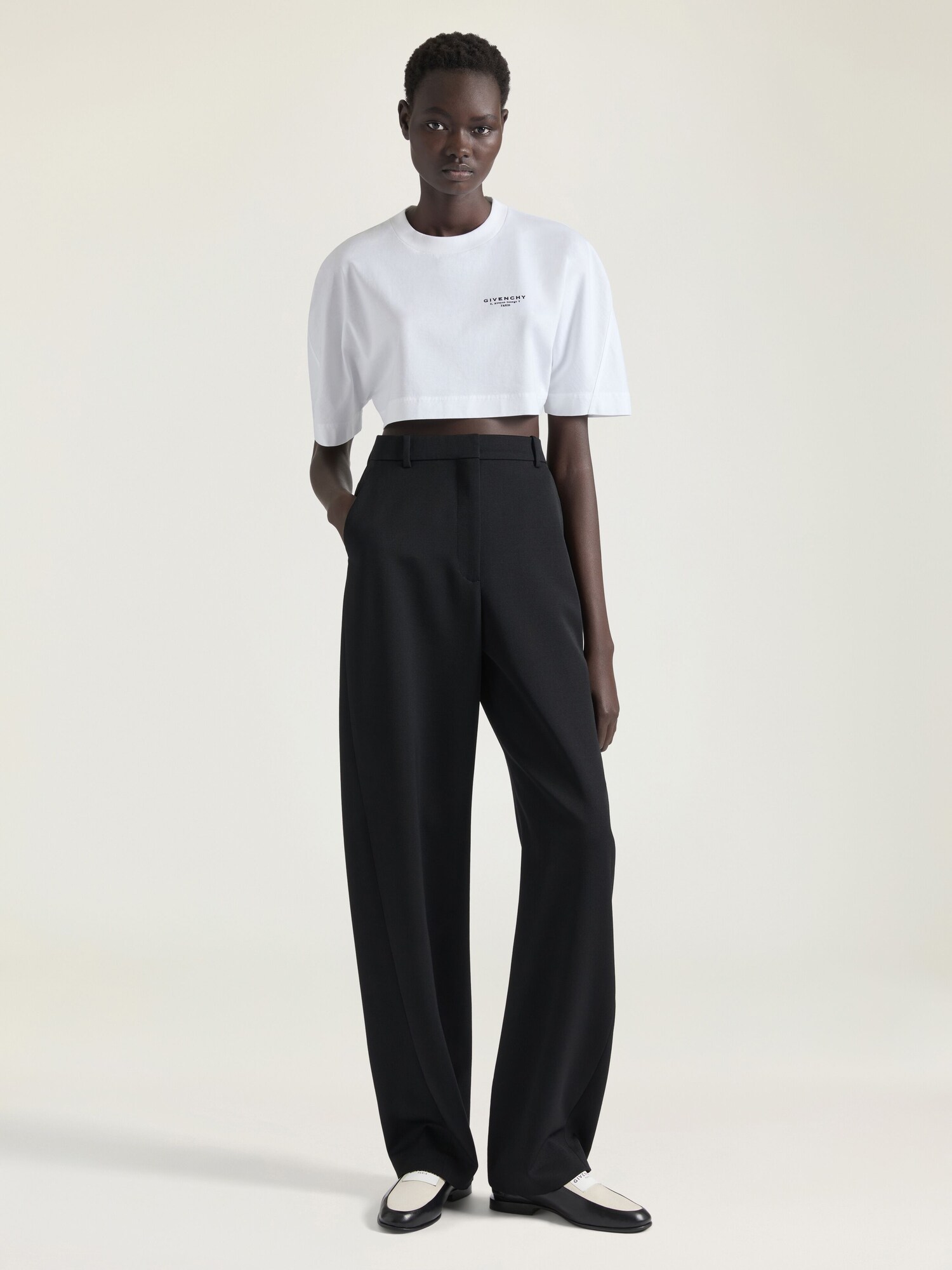 Cropped fit t-shirt in cotton with GIVENCHY Stamp print