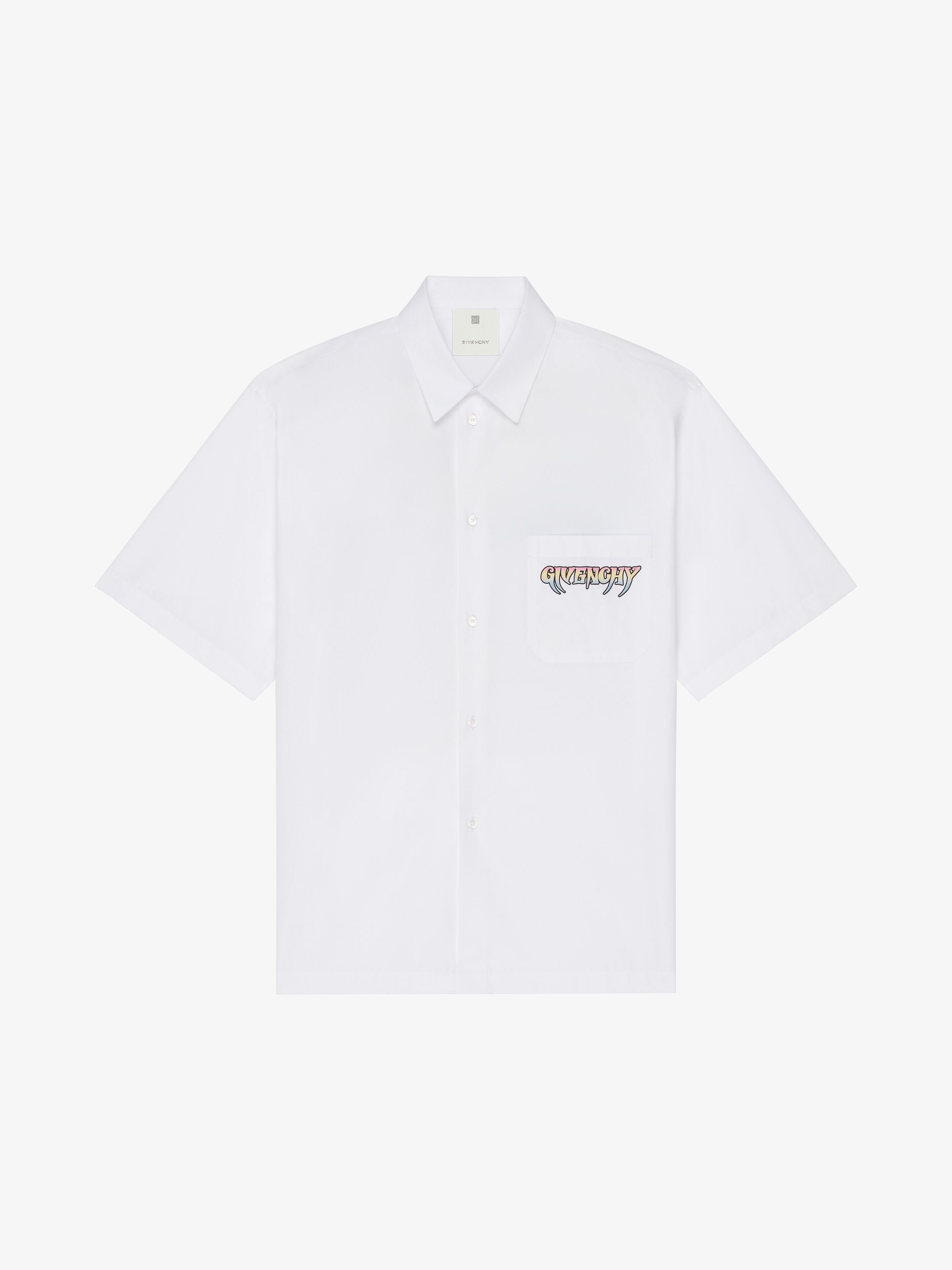 Shop Givenchy Shirt In Poplin With  World Tour Print In White