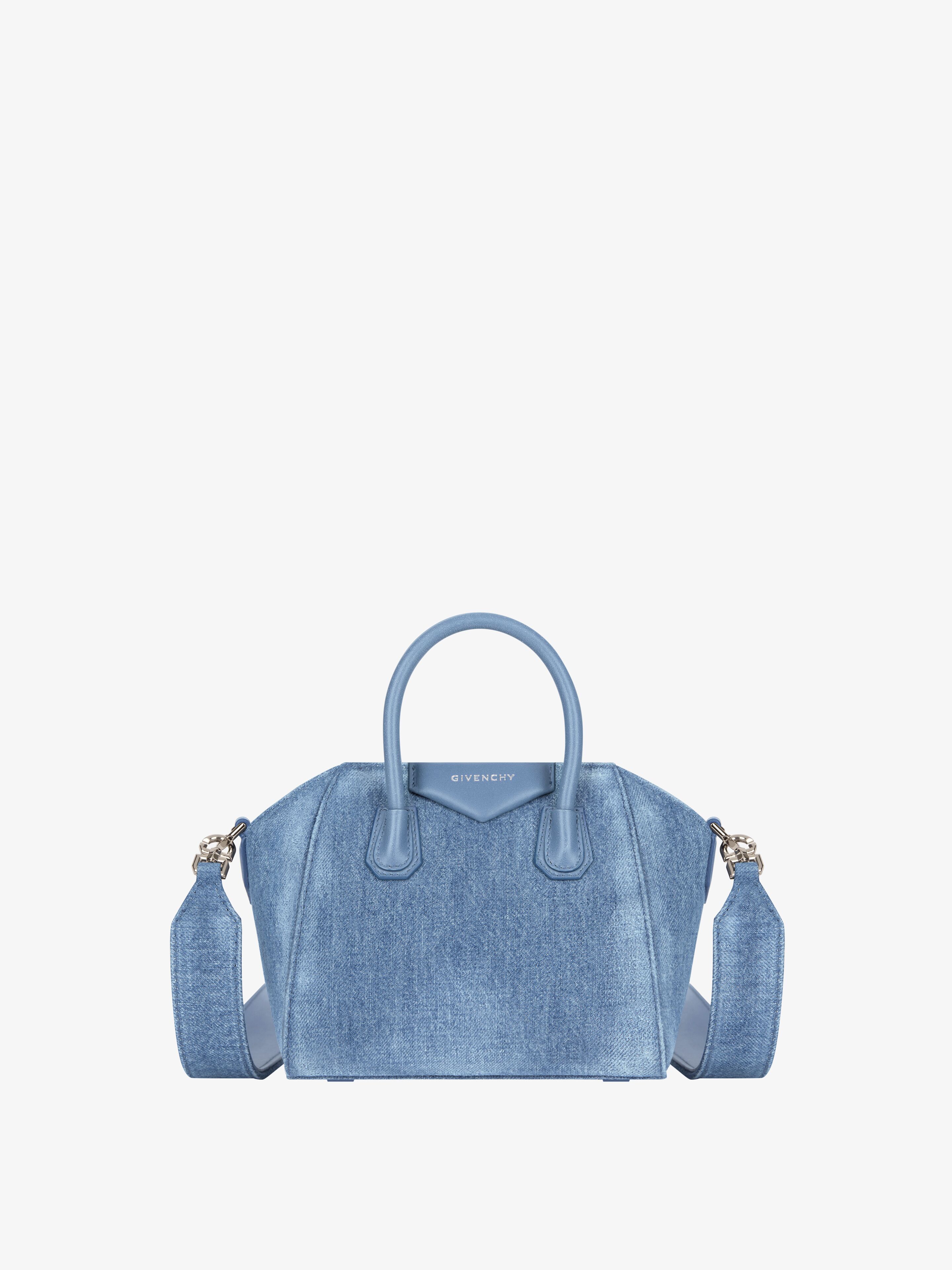 Shop Givenchy Sac Antigona Toy En Denim Délavé In Multicolor