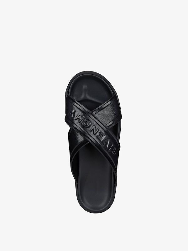 G Plage flat sandals with crossed straps in leather - black | Givenchy US
