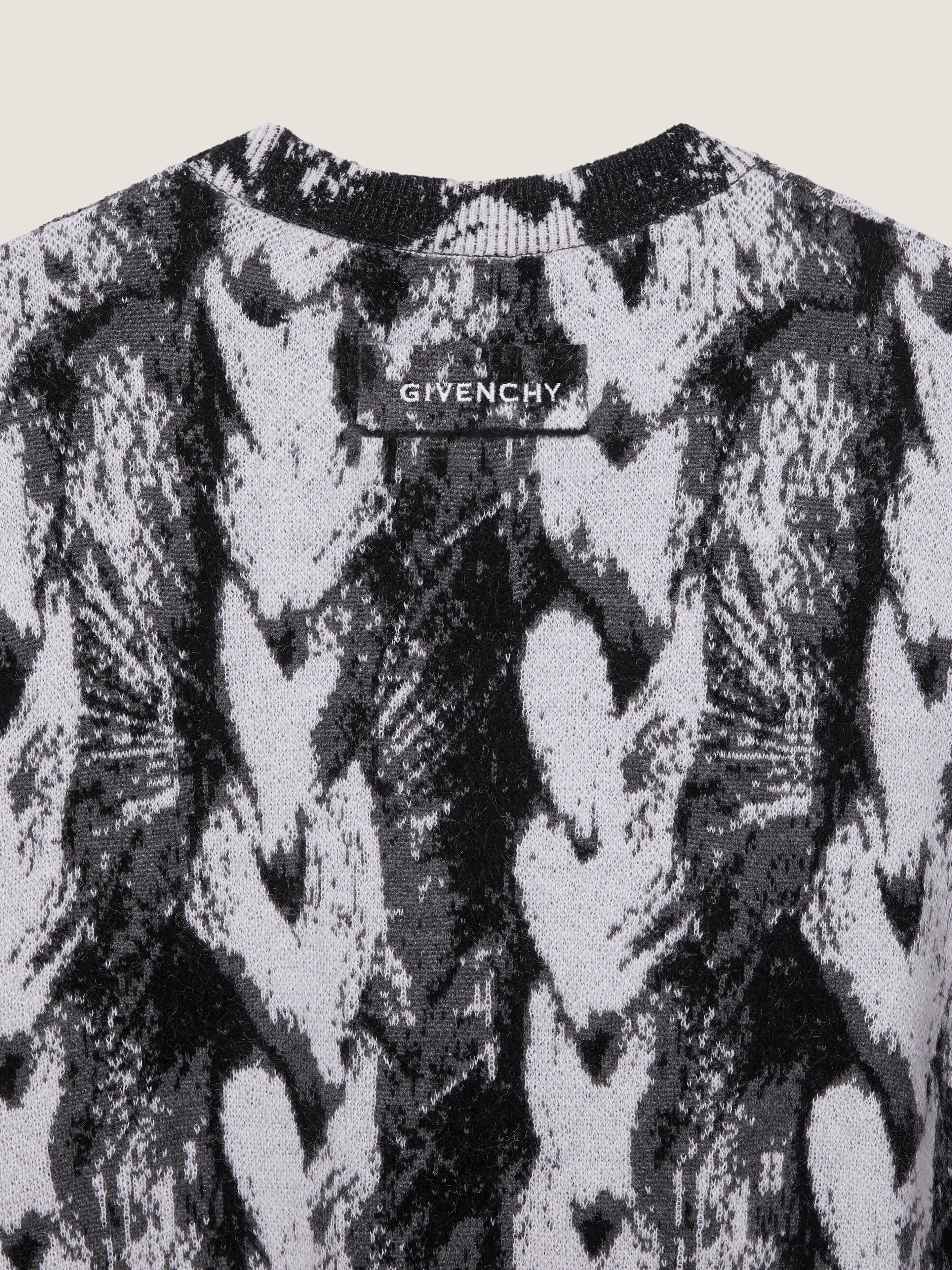 Sweater in mix wool knit with Hair jacquard in - black/grey/white