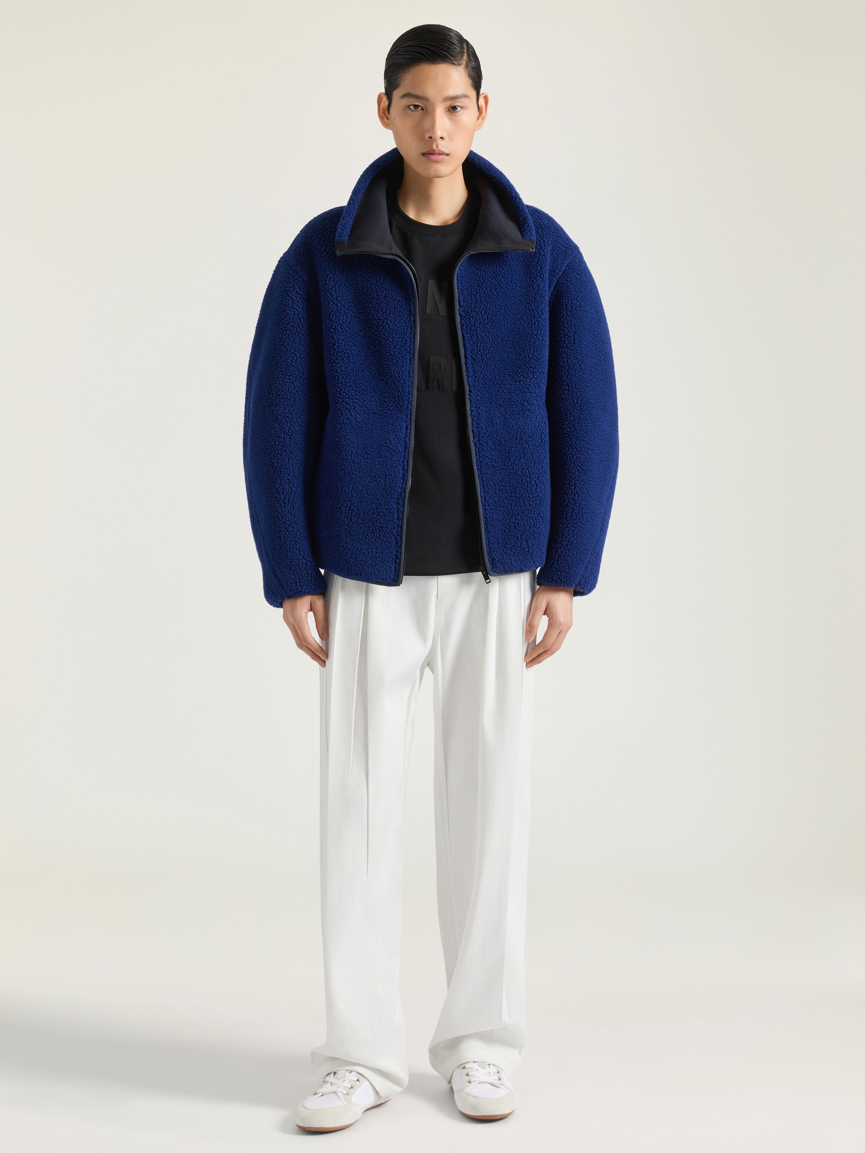 Bomber in wool fleece with GIVENCHY Paris embroidery - bright blue