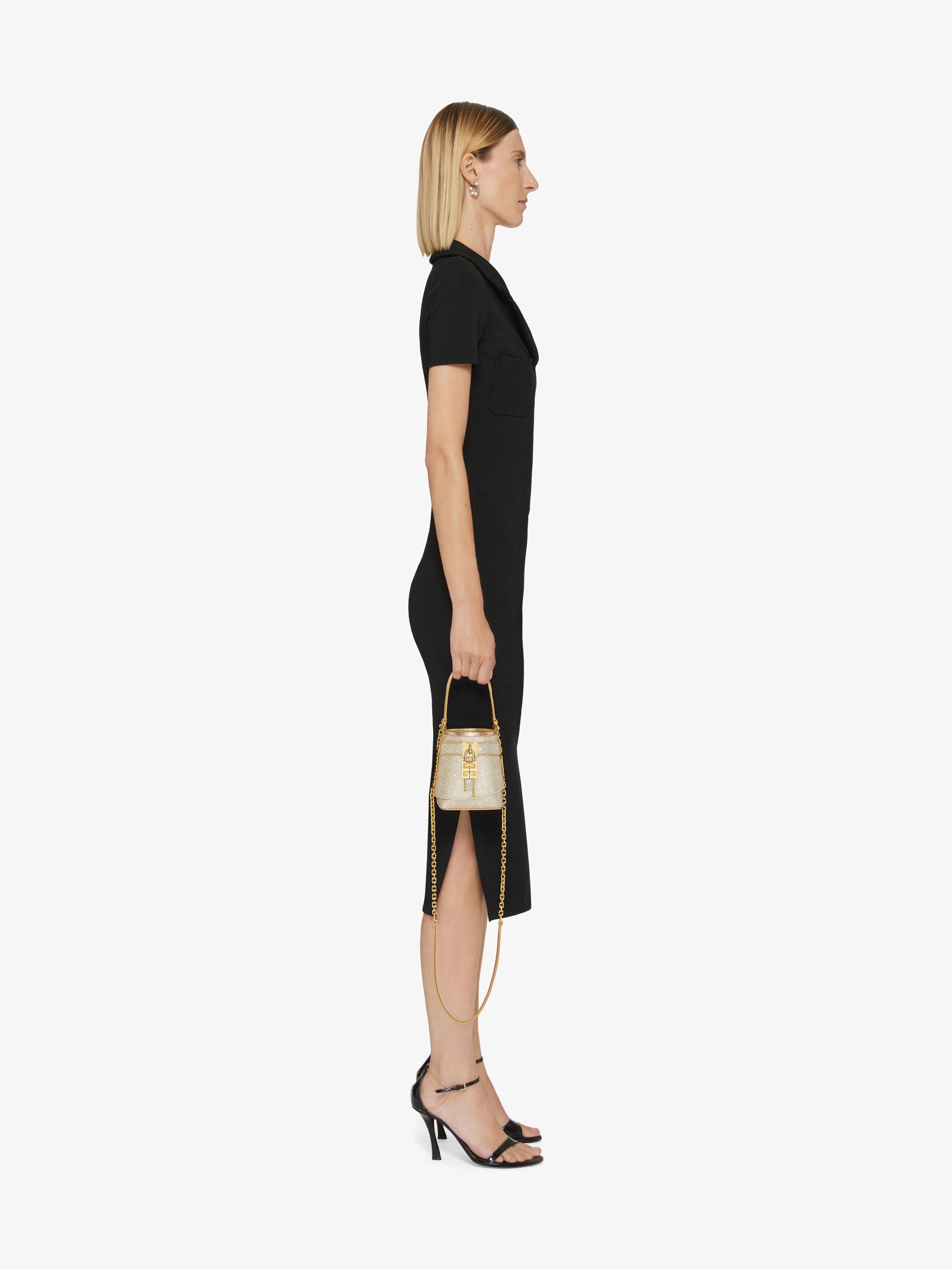 Micro Shark Lock bucket bag in satin with strass | Givenchy