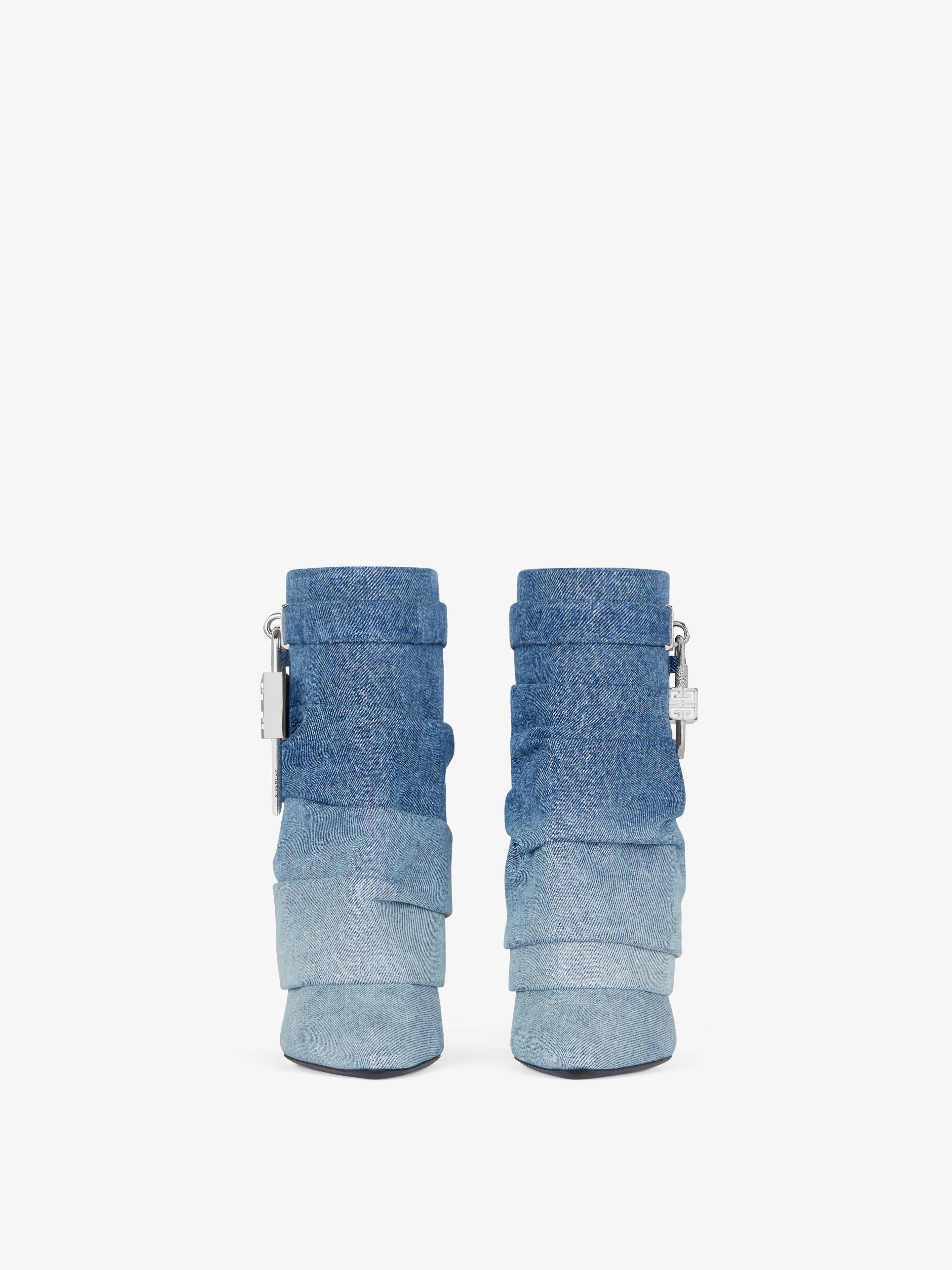 Shark Lock Stiletto ankle boots in gradient denim in