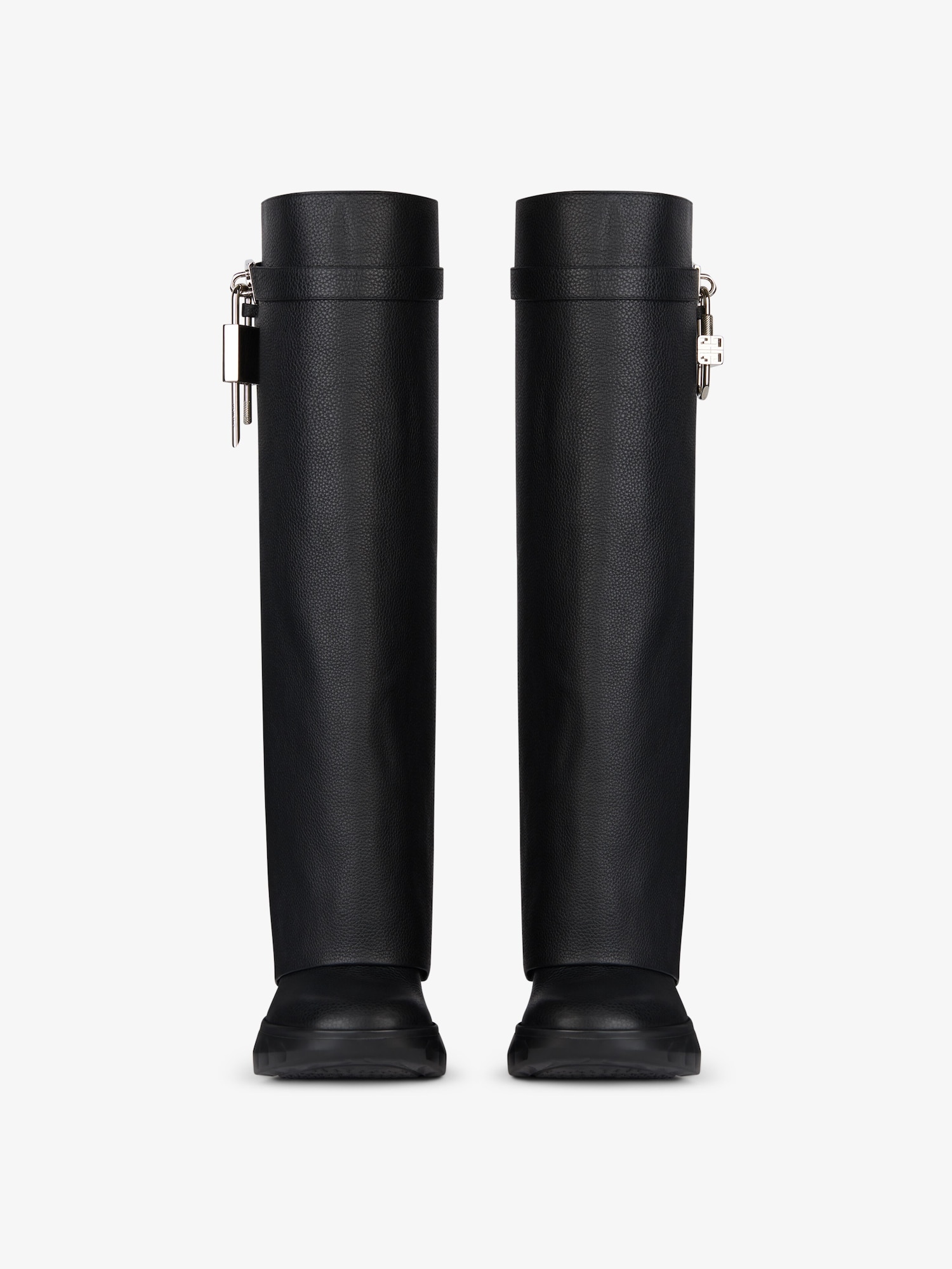 Shark Lock Biker boots in grained leather - black | Givenchy US