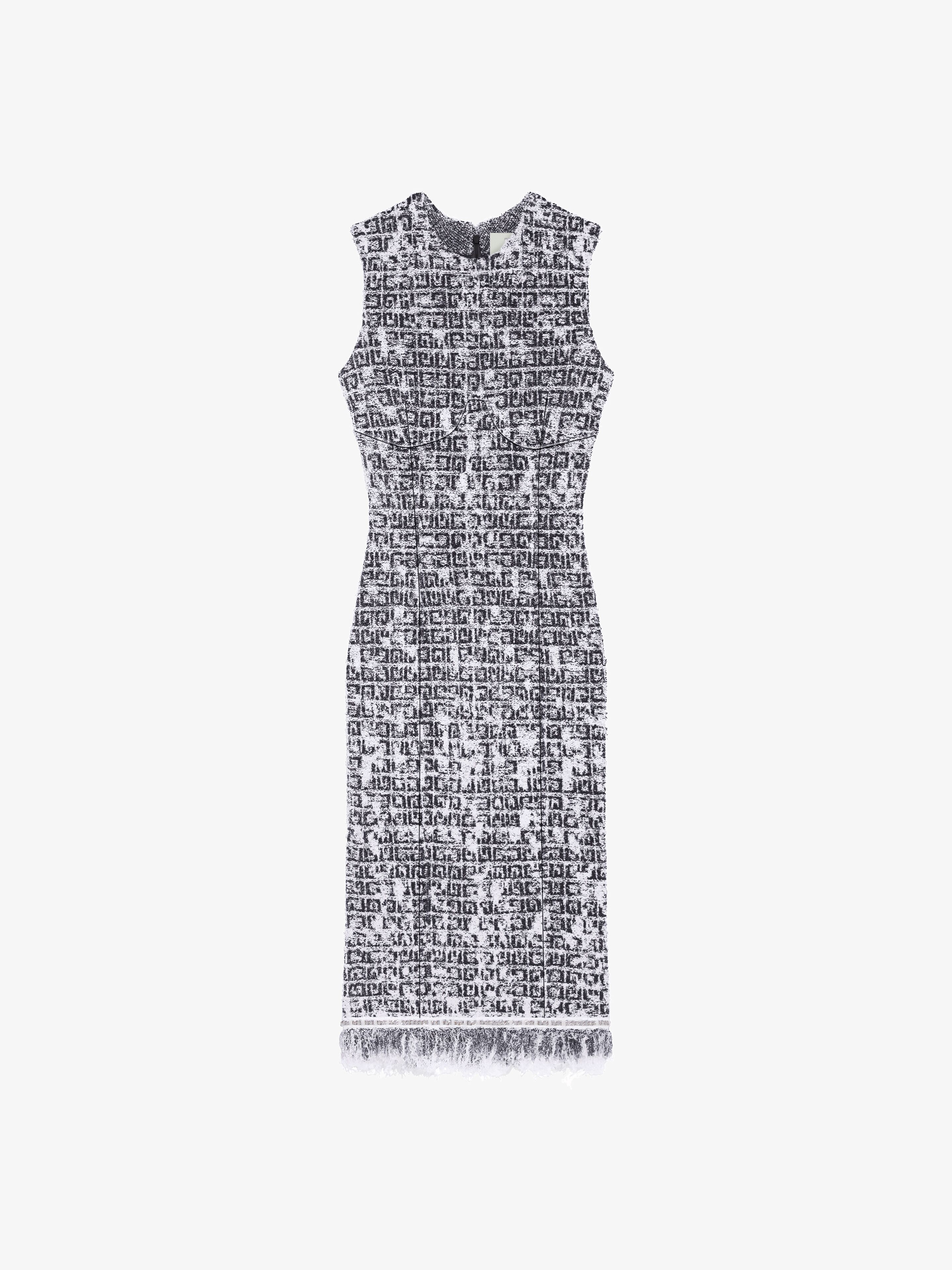 Shop Givenchy Dress In 4g Tweed With Chain Detail In Black/white