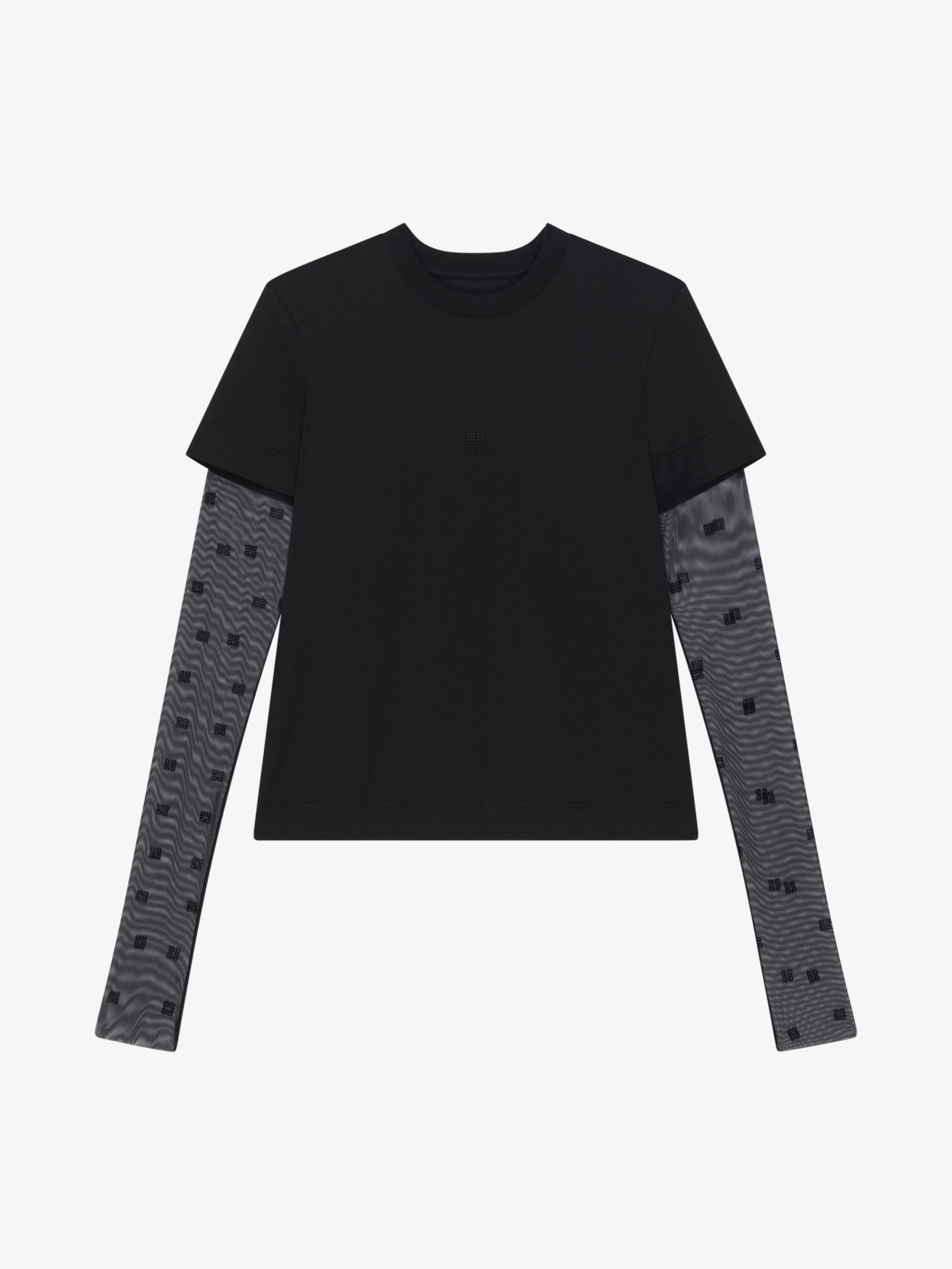 Shop Givenchy Classic Fit T-shirt In Bi-material 4g Pattern In Black