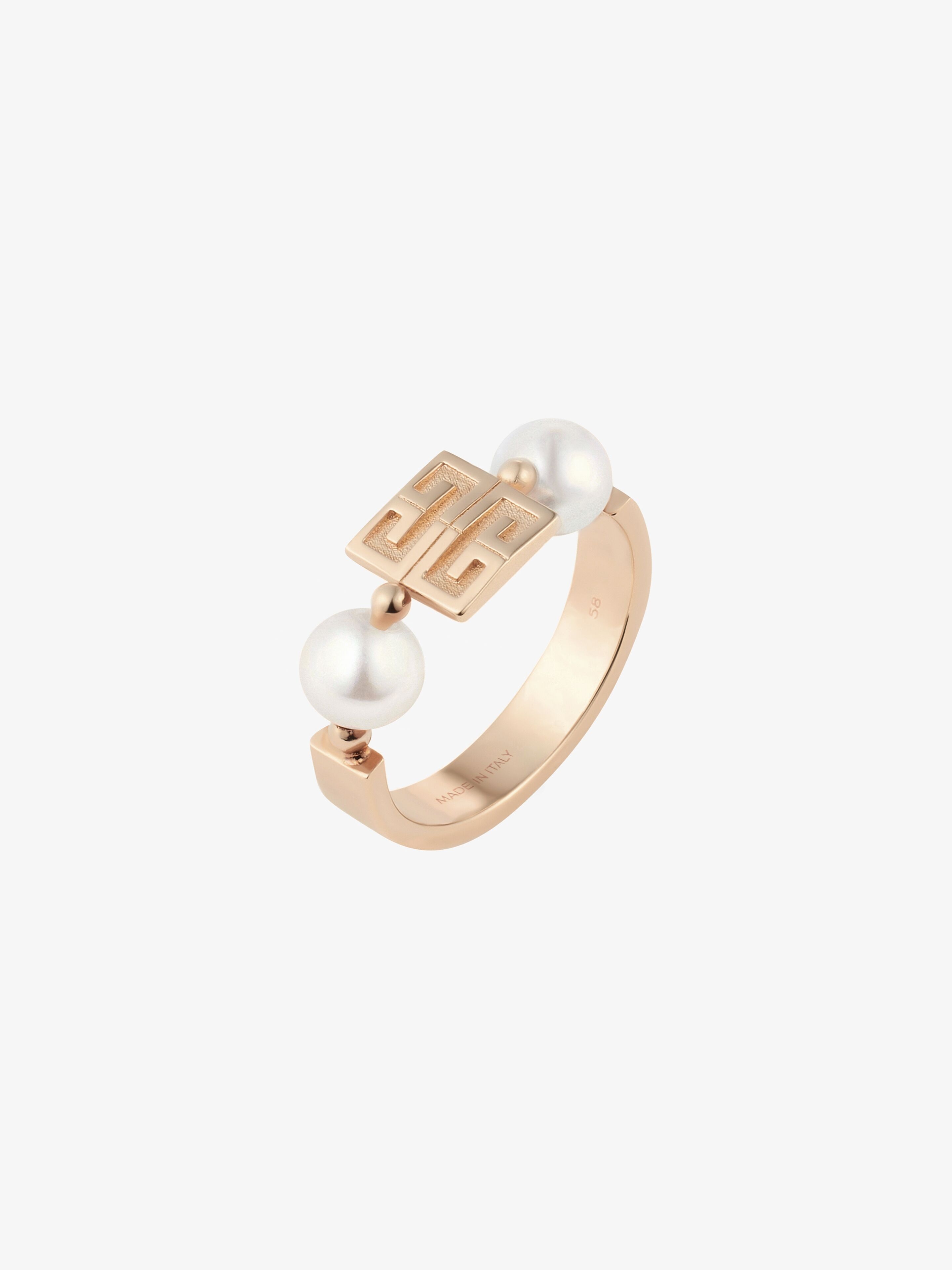 4G ring in metal with pearls