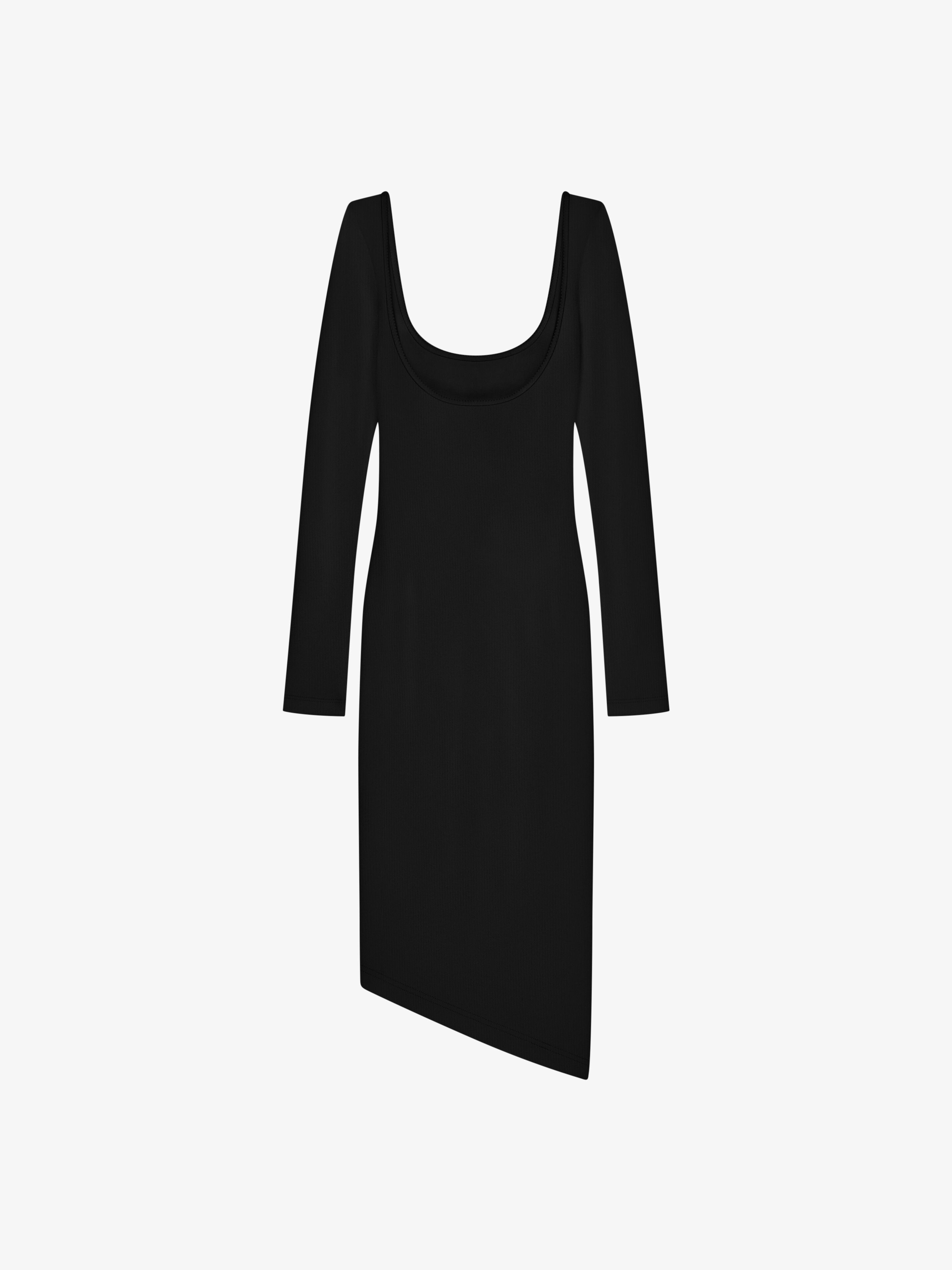 ワンピース GIVENCHY DRESS (BW22GA516W 420) Asymmetric dress in ribbed cotton with 4G Liquid detail in