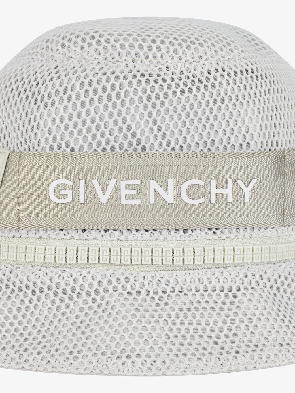 GIVENCHY bucket hat in mesh with zip - light grey | Givenchy US