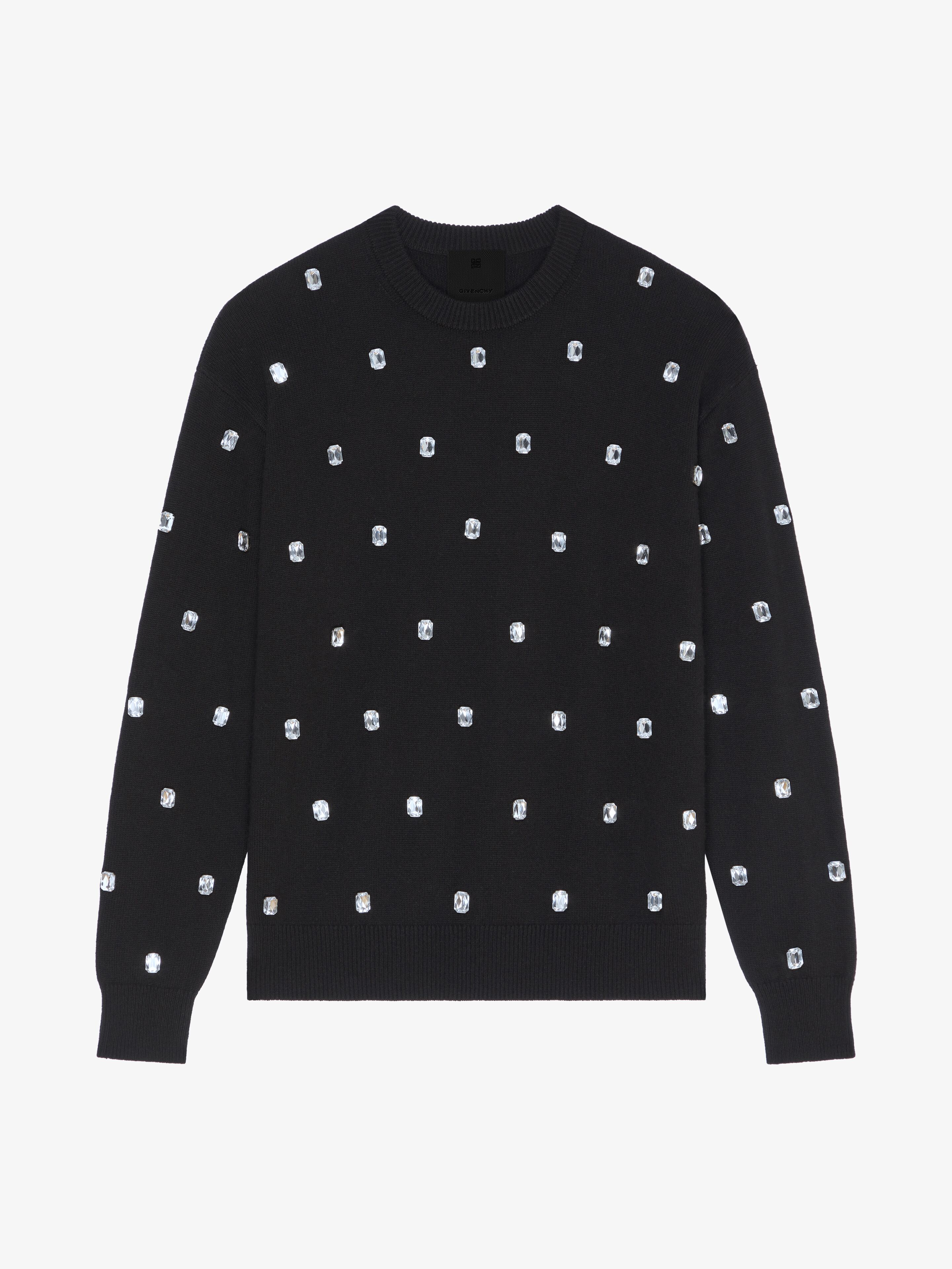 Shop Givenchy Sweater In Cashmere With Embroidered Stones In Black