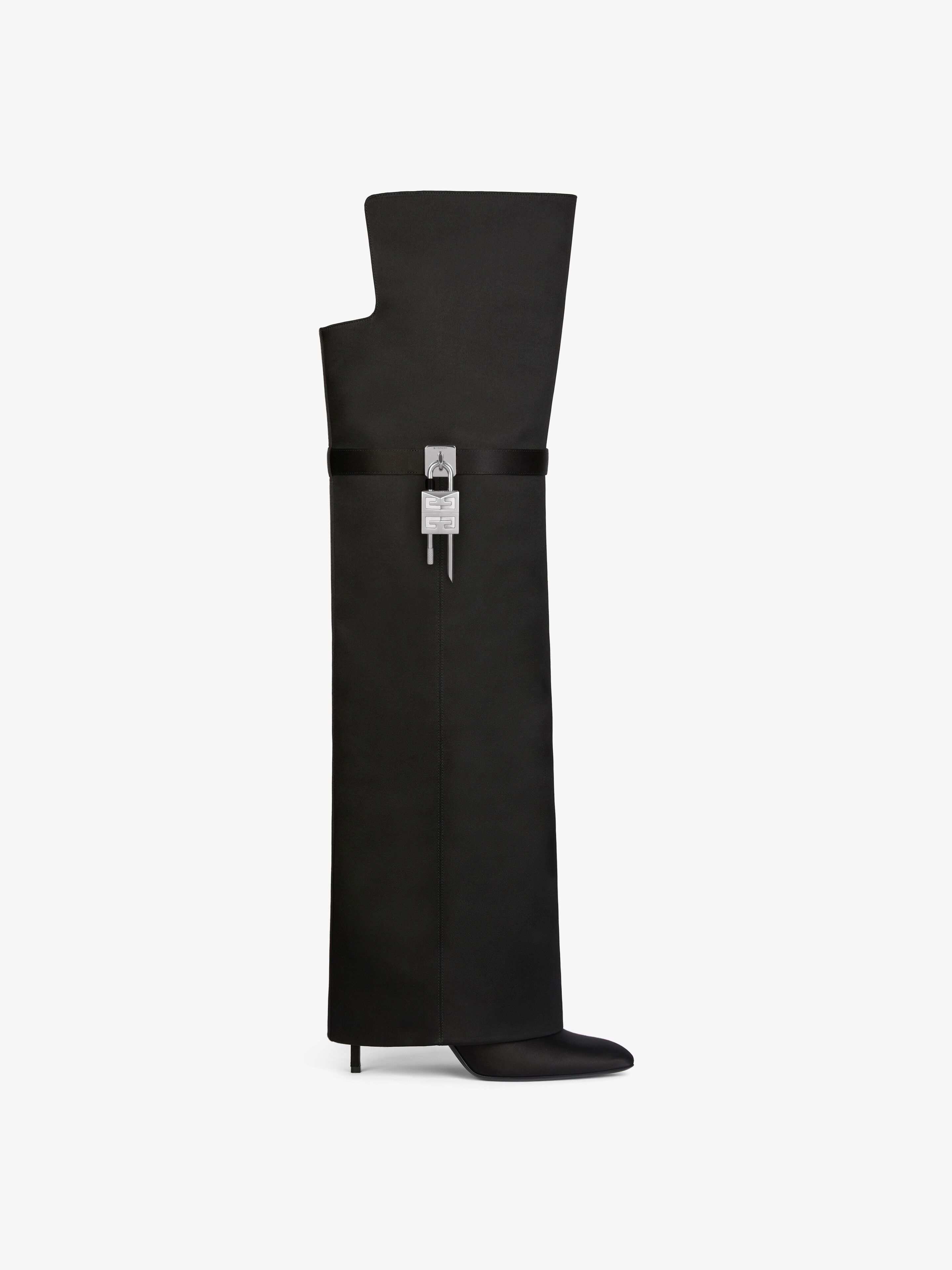 Givenchy - Cuissardes Shark Lock Stiletto En Satin - Noir - pour Femme - Taille : 40