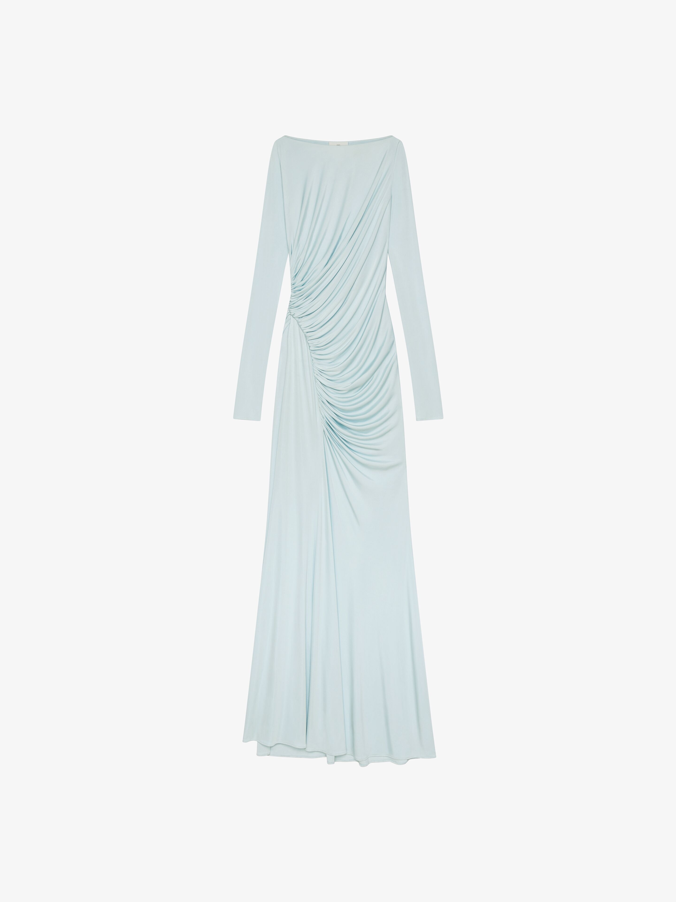 Shop Givenchy Evening Draped Dress In Jersey In Frost