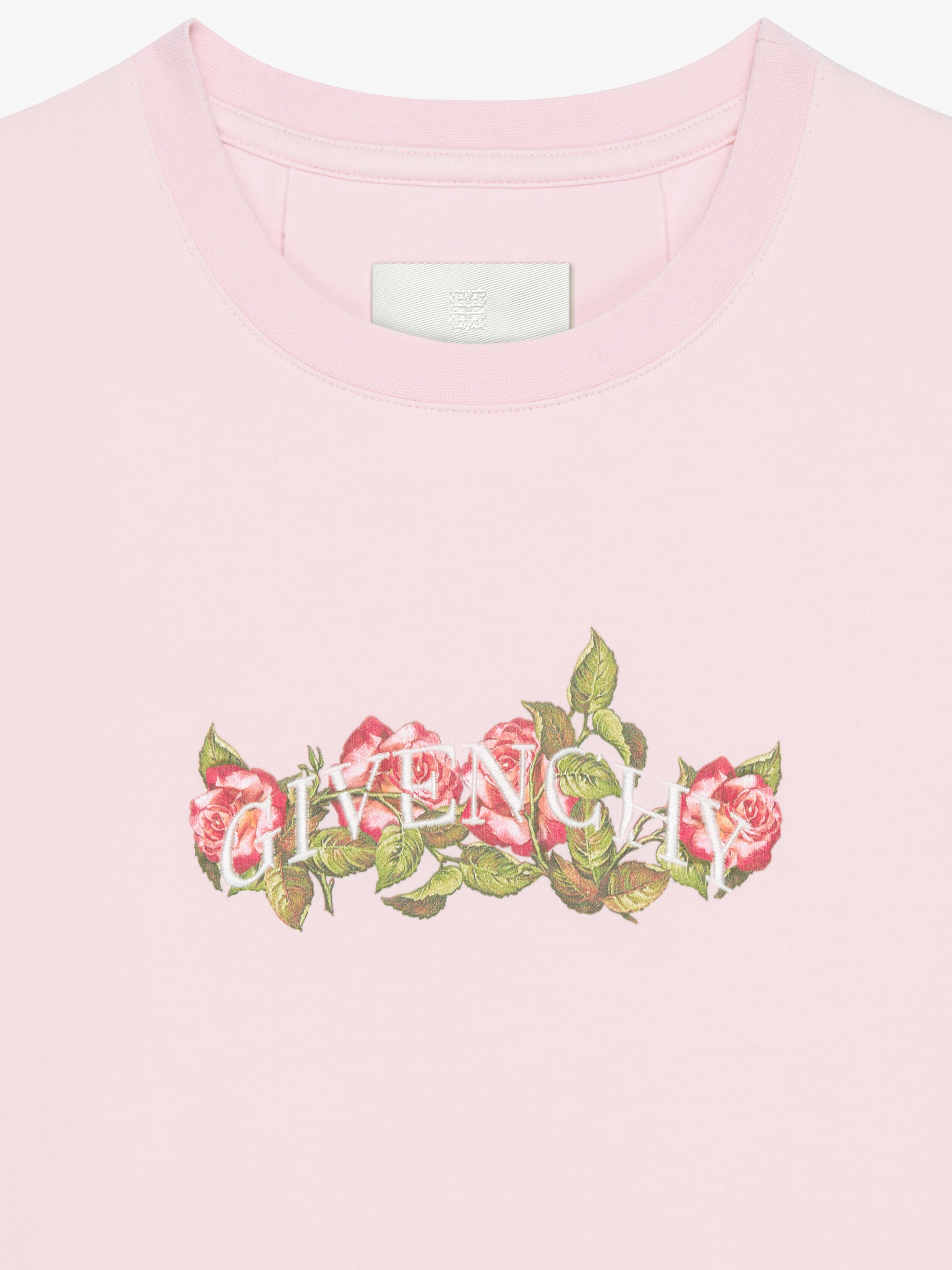 GIVENCHY t-shirt in cotton with roses print - light pink