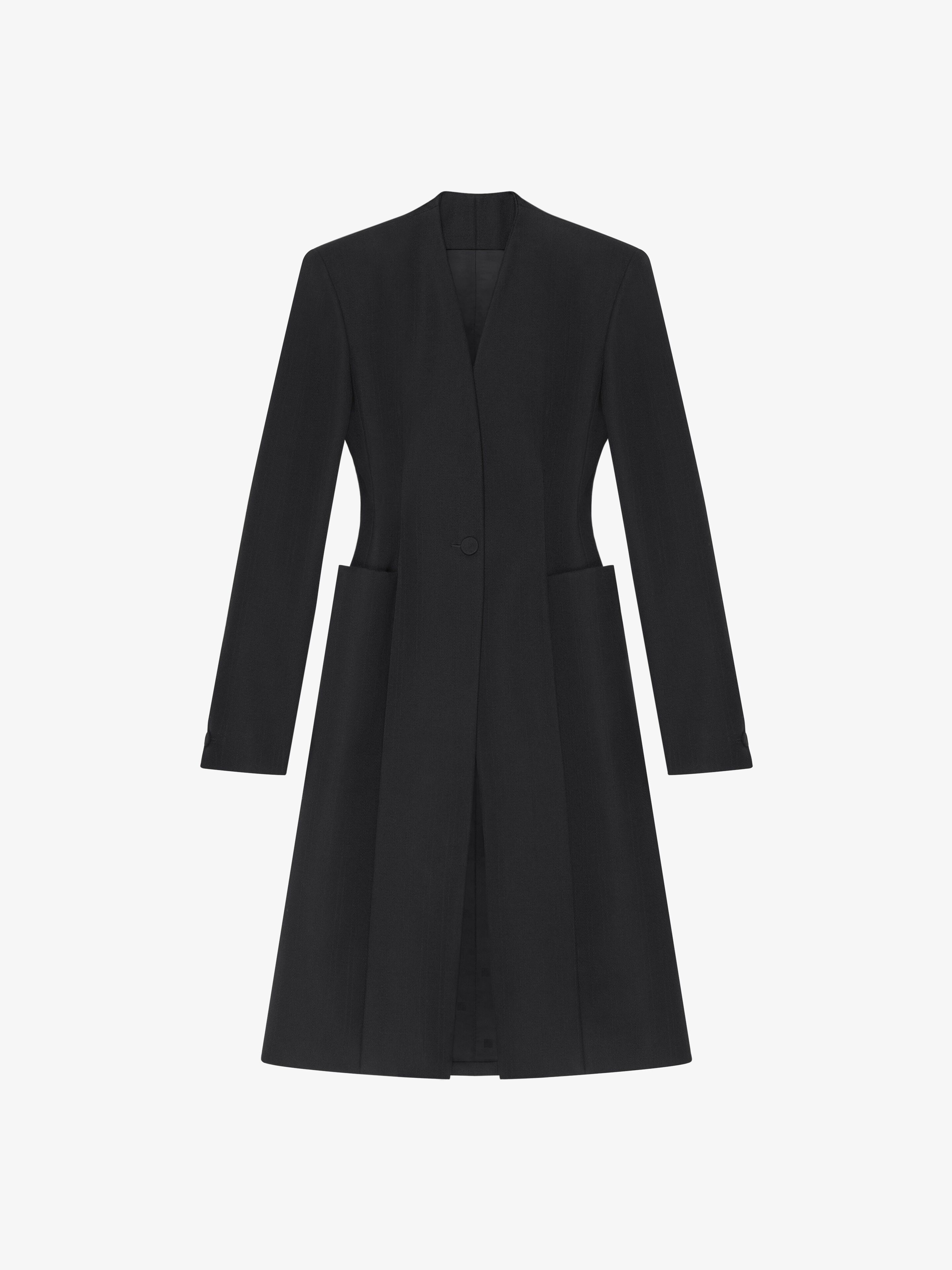 Shop Givenchy Fitted Coat In Wool In Black