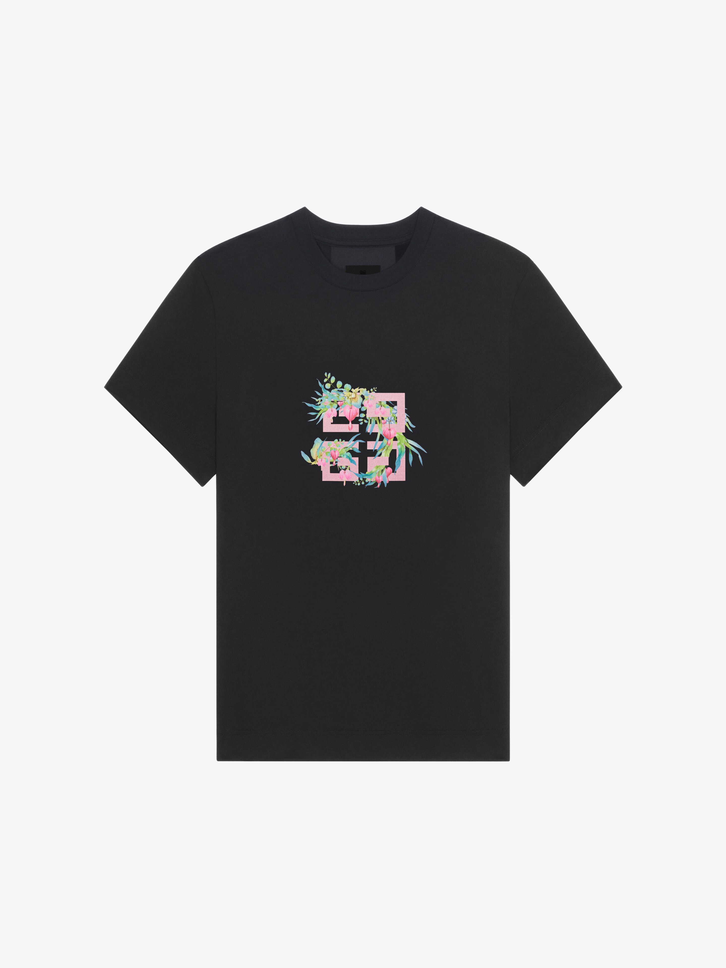 Shop Givenchy T-shirt In Cotton With 4g Flowers Print In Black