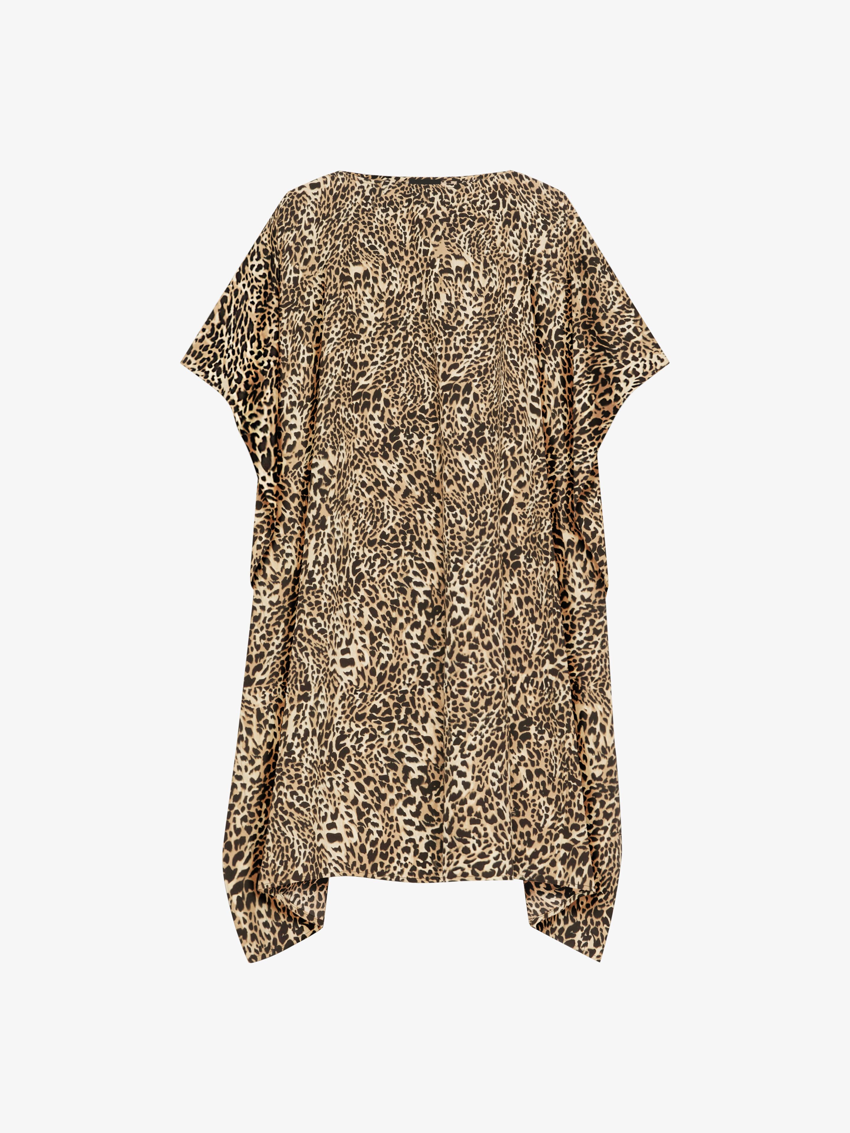 Shop Givenchy Kaftan In Silk With Leopard Print In Beige