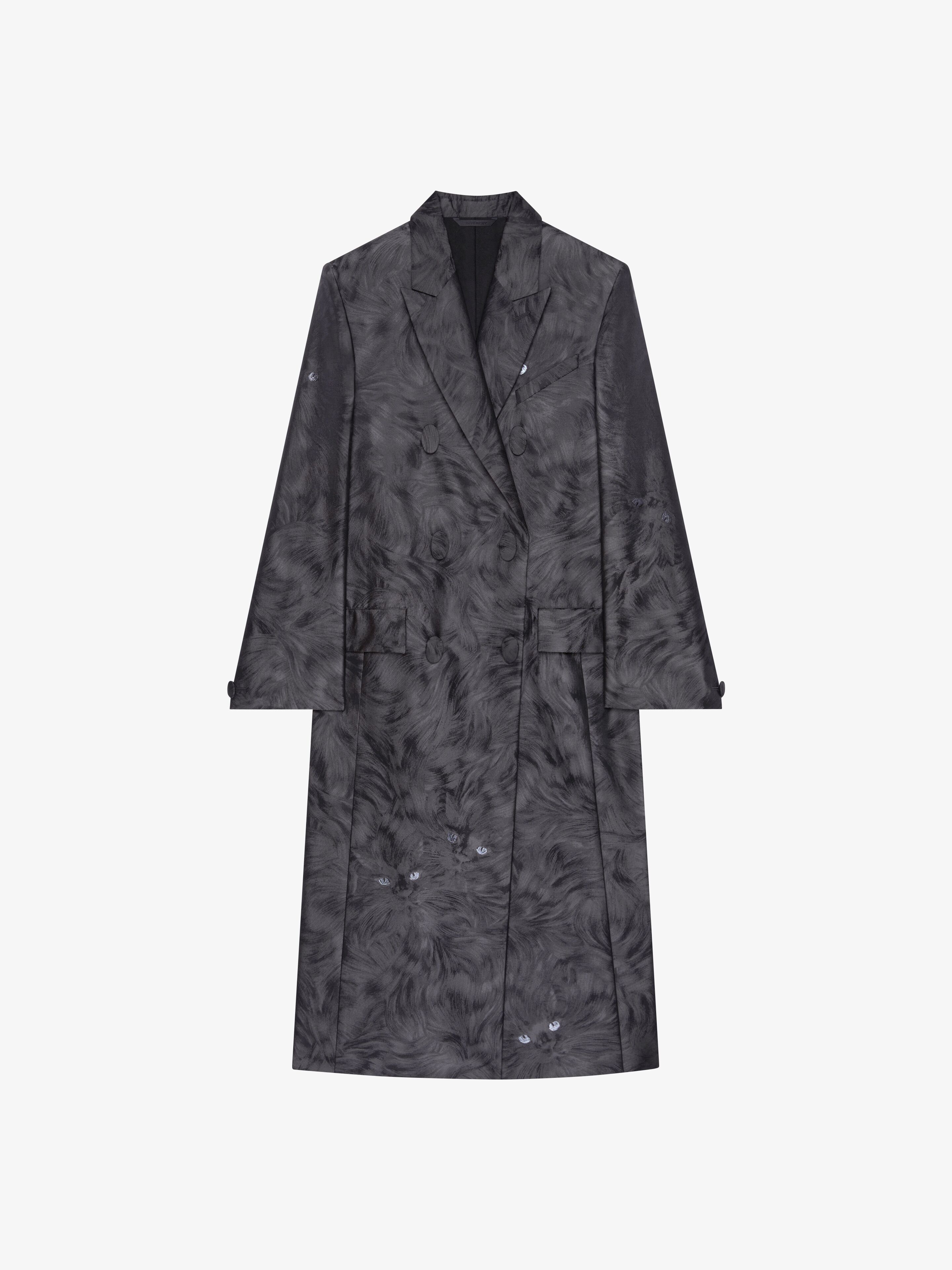 Shop Givenchy Manteau En Jacquard Chat In Black