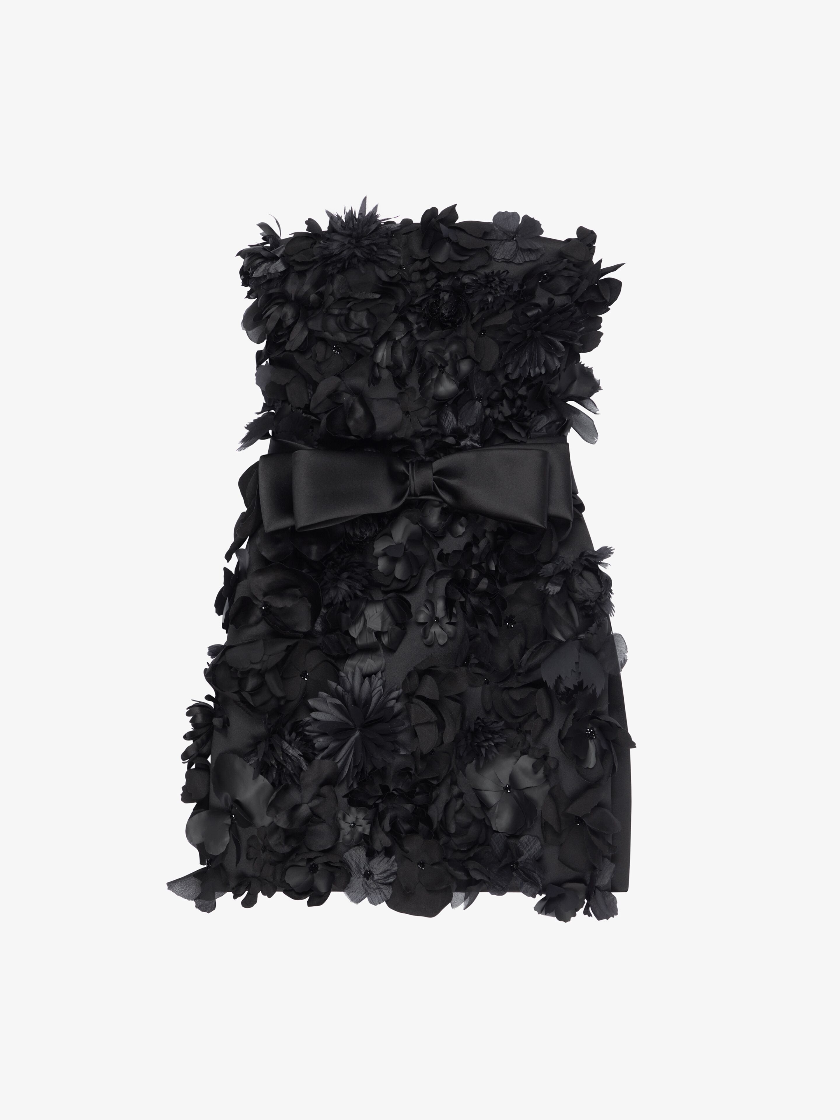 Shop Givenchy Robe Bustier En Satin Brodée De Fleurs In Black