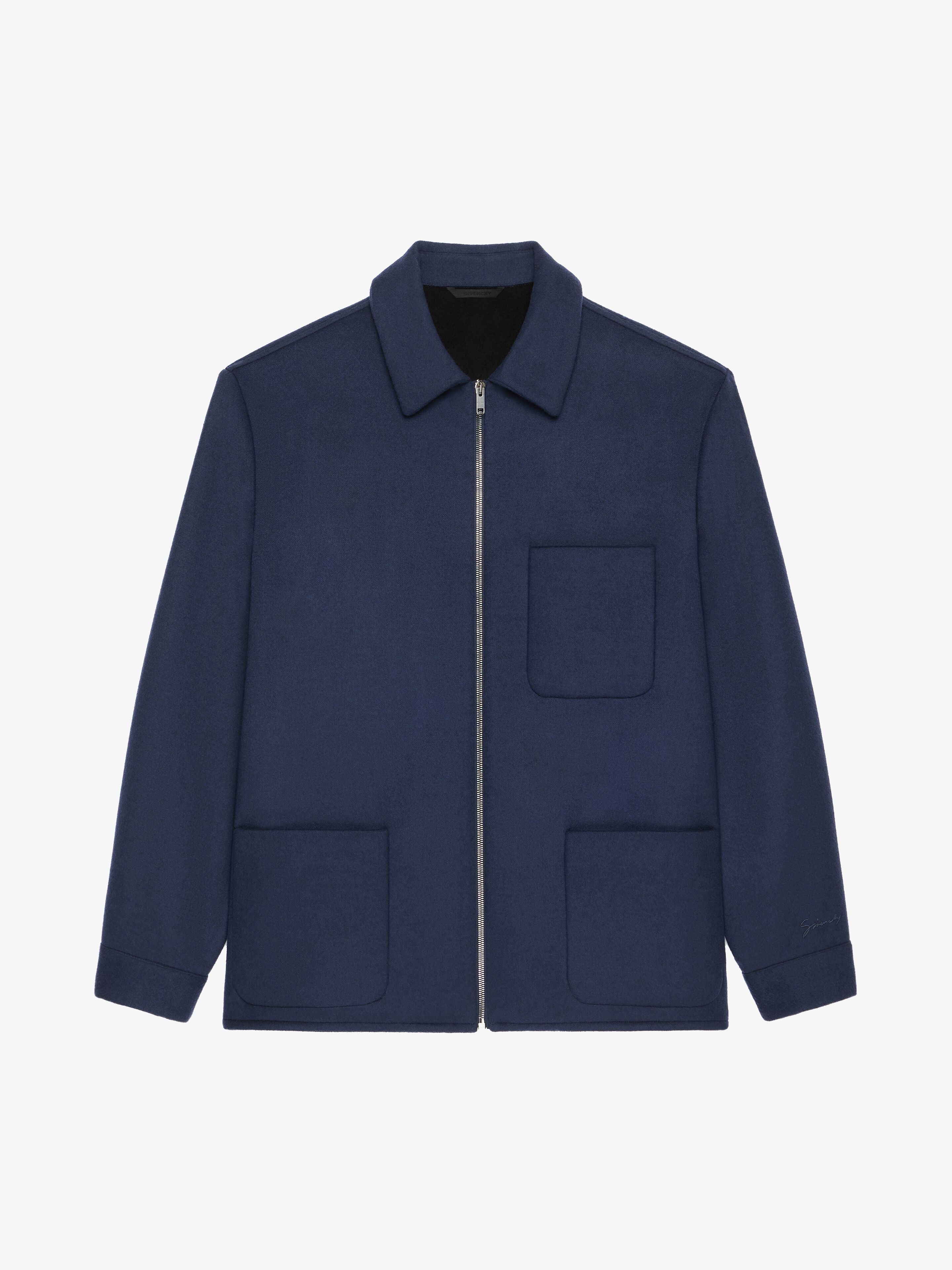 Givenchy Overshirt In Double Face Wool And Cashmere In Blue