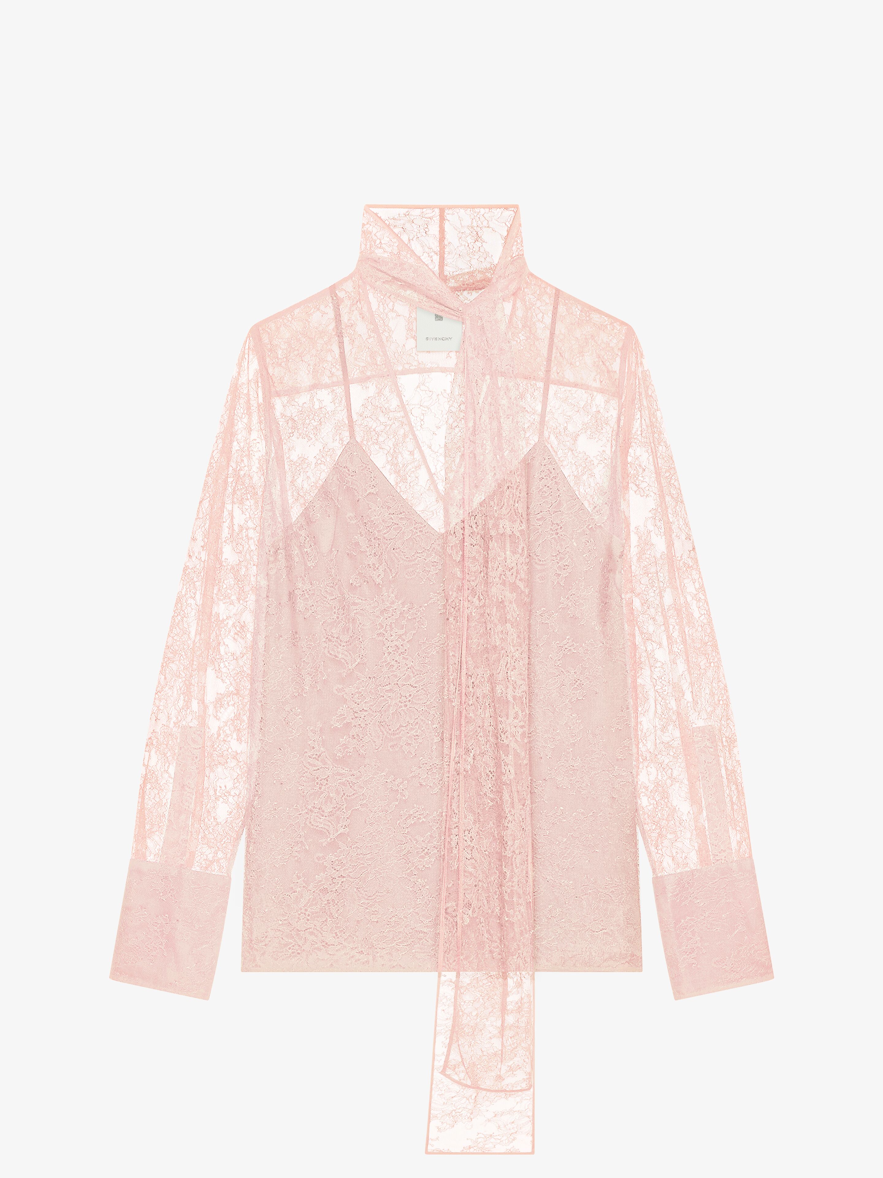 Givenchy Lace Blouse With Neck Tie In Blush Pink