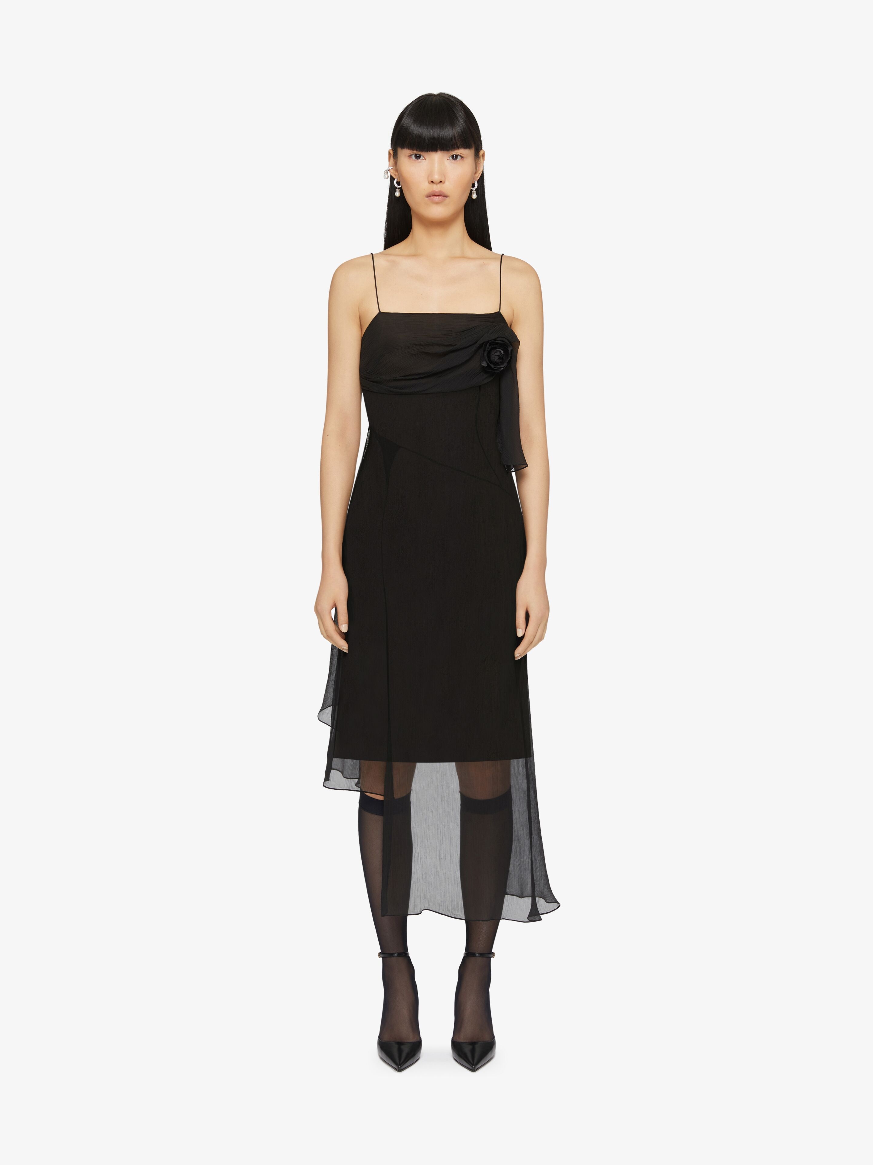 Straps dress in chiffon in - black | Givenchy US