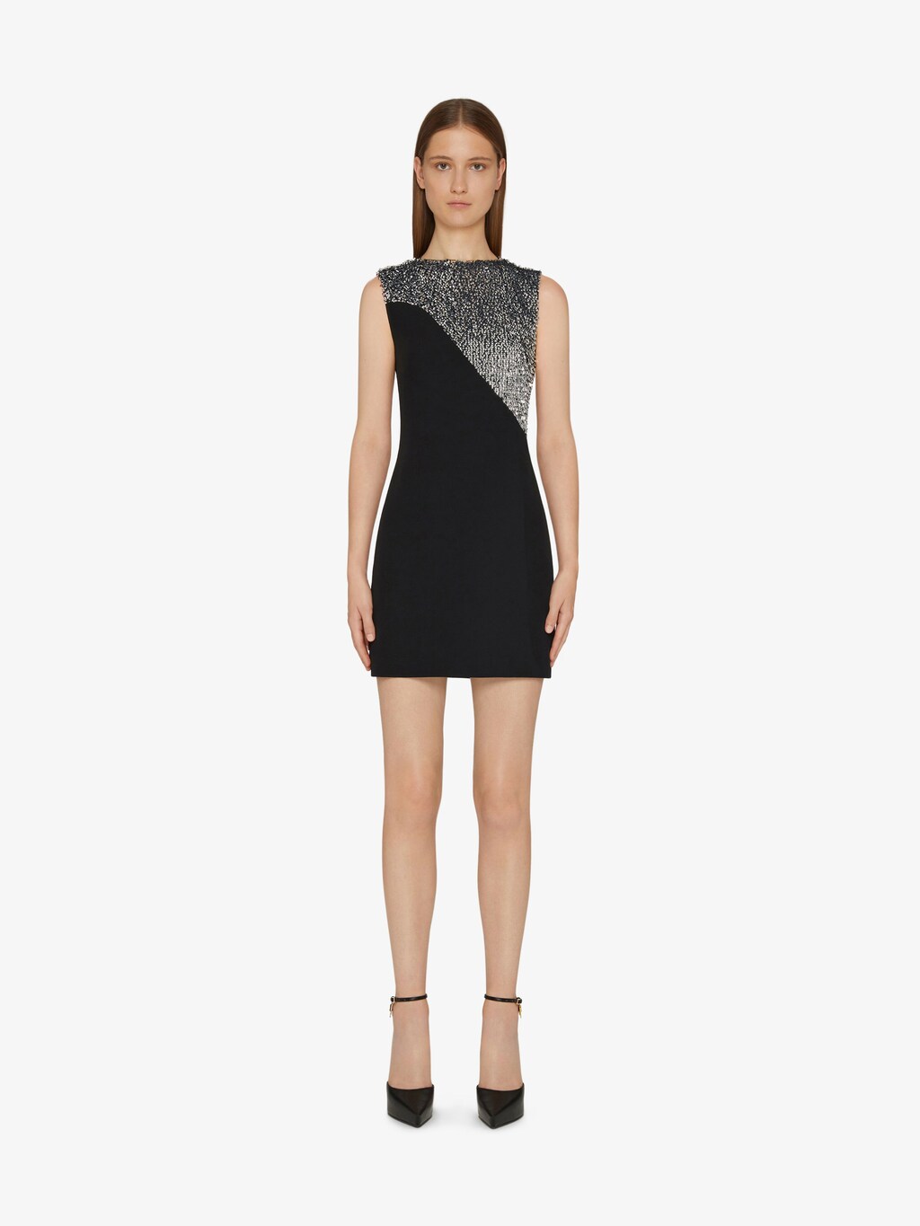 givenchy.com | Sleeveless evening dress with sequins embroidered