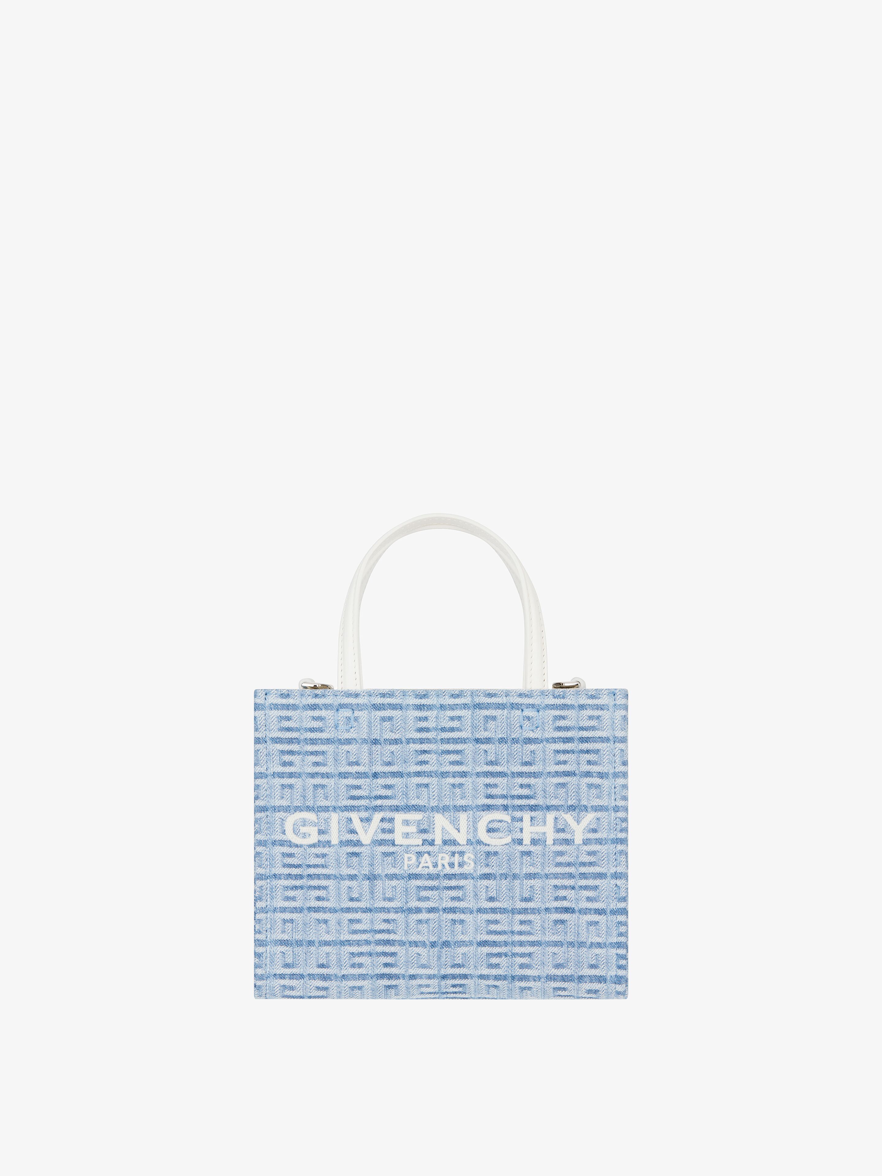 Mini G-Tote shopping bag in 4G denim - light blue