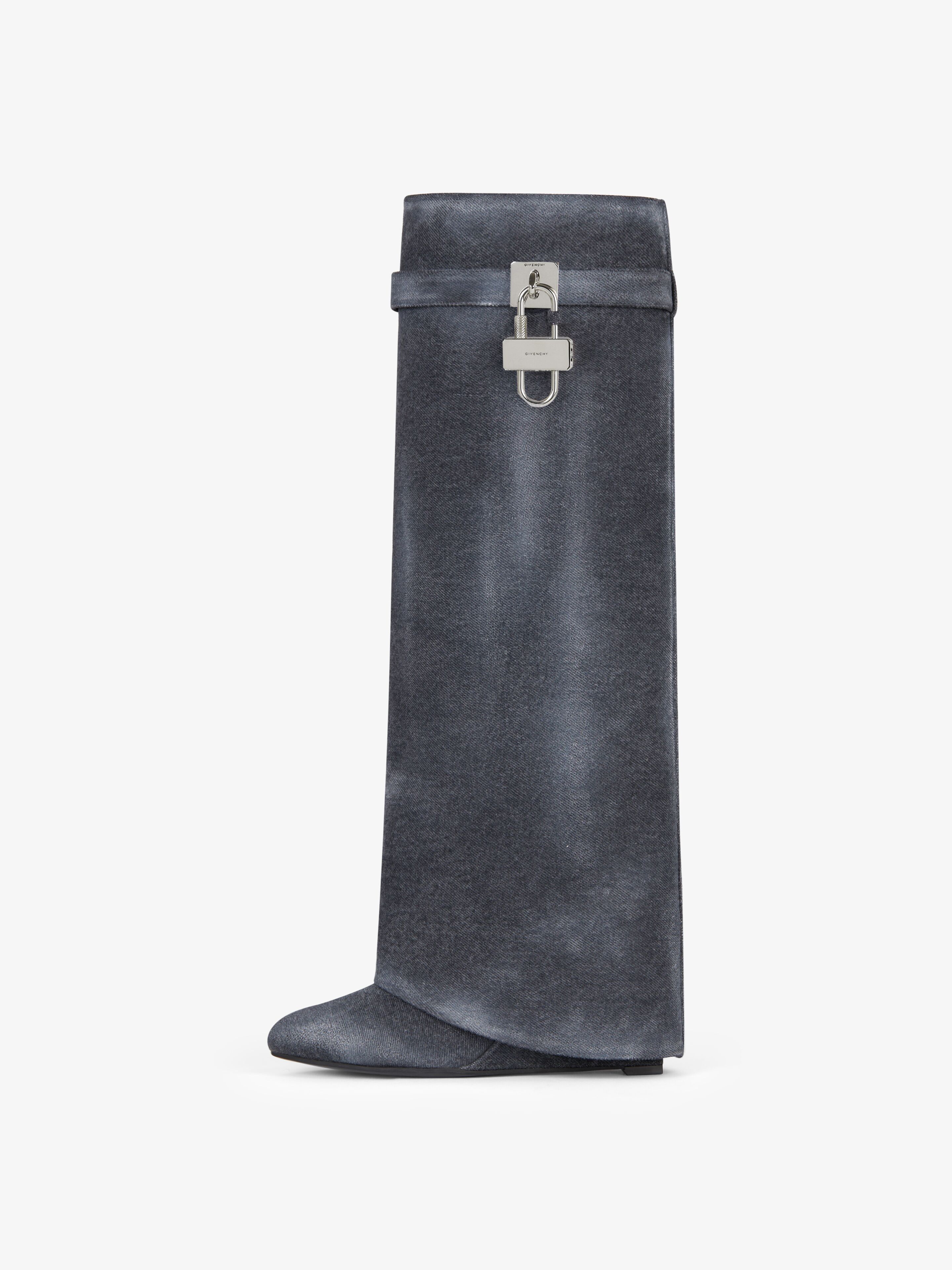 Shark Lock boots in washed denim in - black | Givenchy US