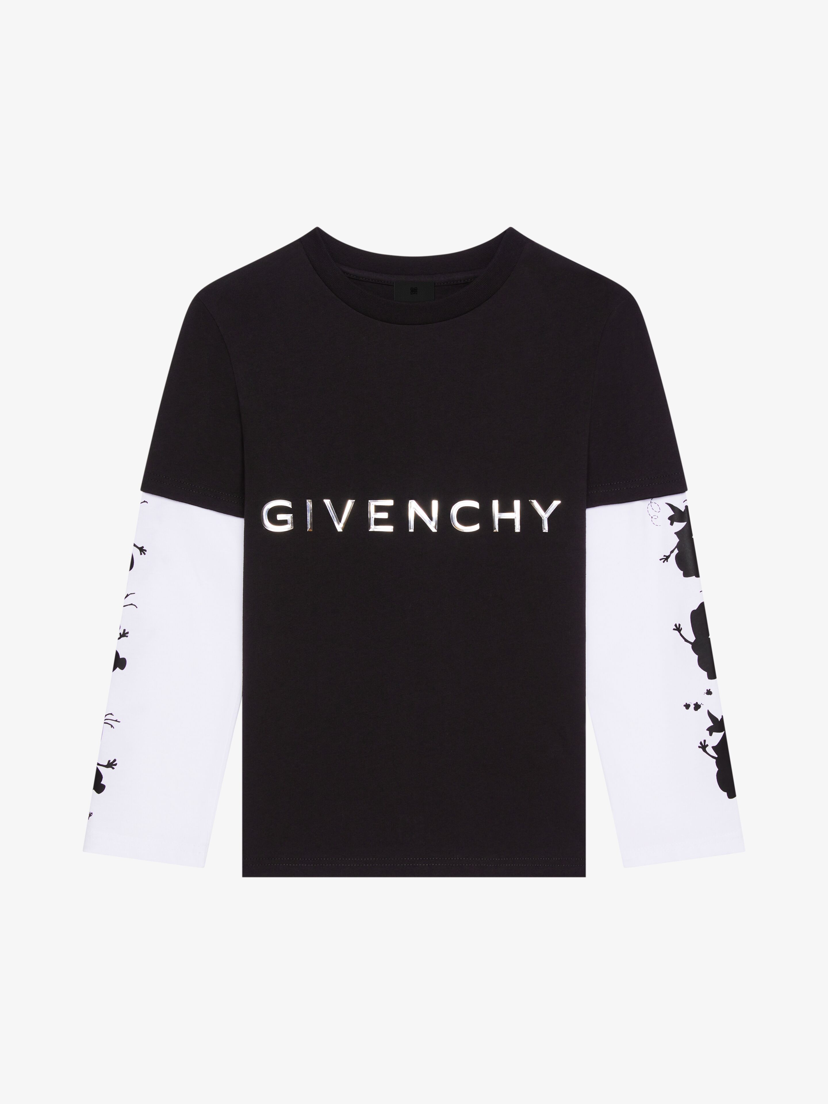 Givenchy - T-shirt Olaf En Coton À Effet Superposé - Noir - Unisex - Taille : 8A