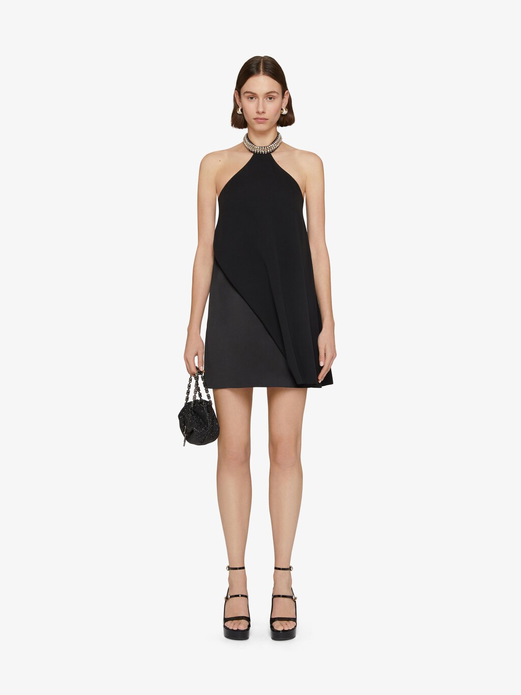 givenchy.com | Evening dress in crepe and satin with pearls and crystals