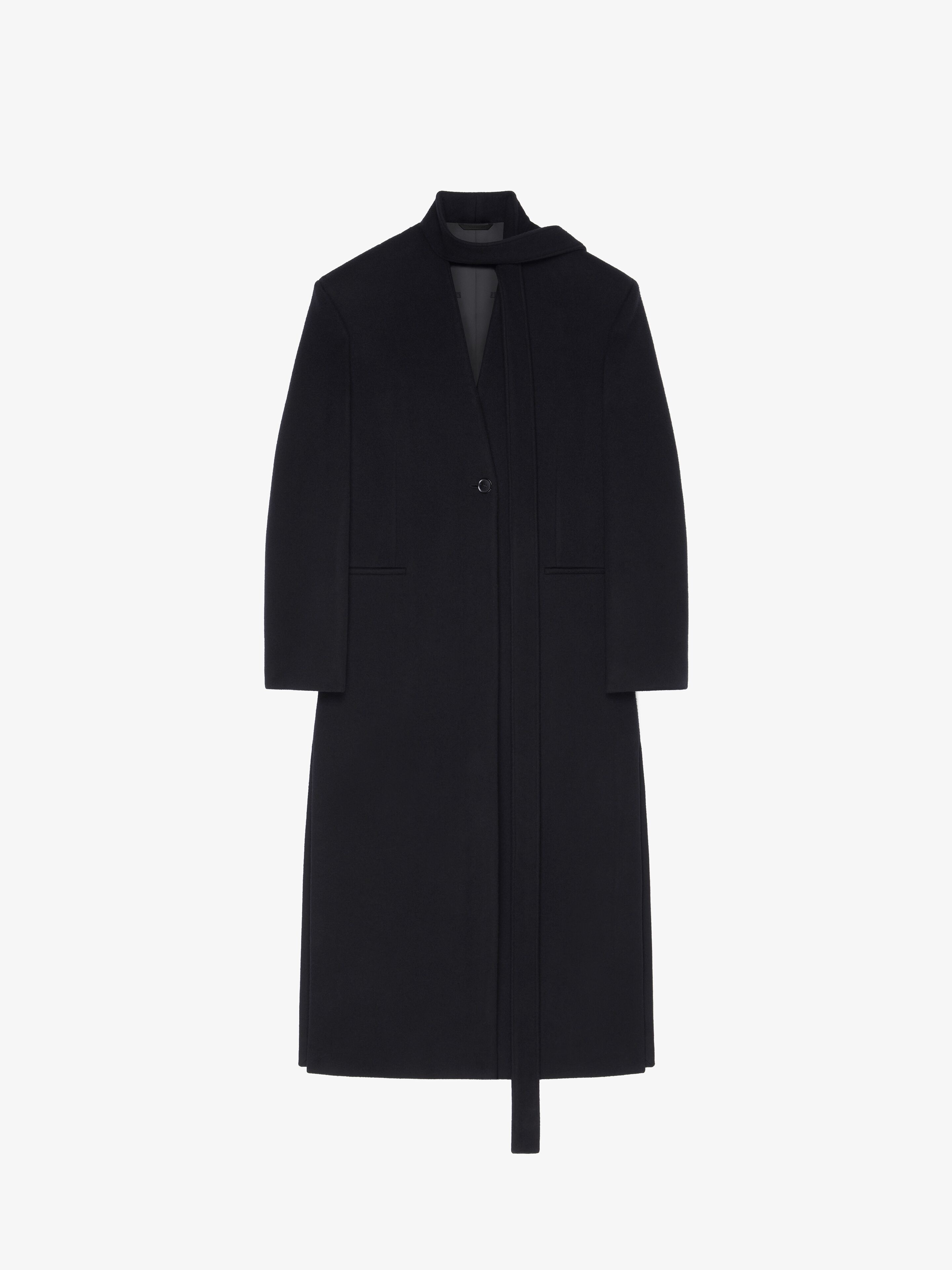 Shop Givenchy Coat In Double Face Cashmere With Scarf In Black