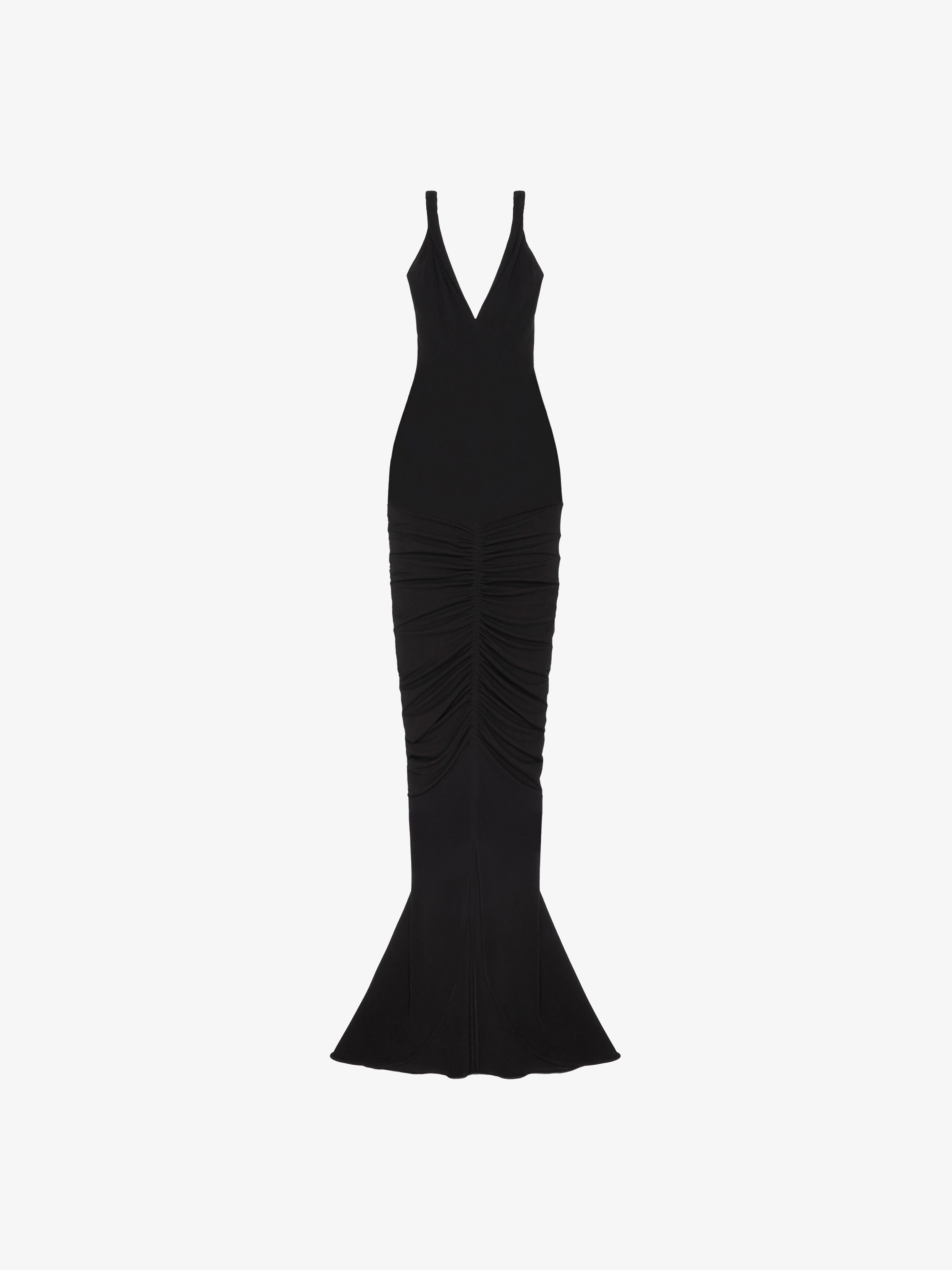 Shop Givenchy Ruched Dress With Twisted Straps In Crepe In Black