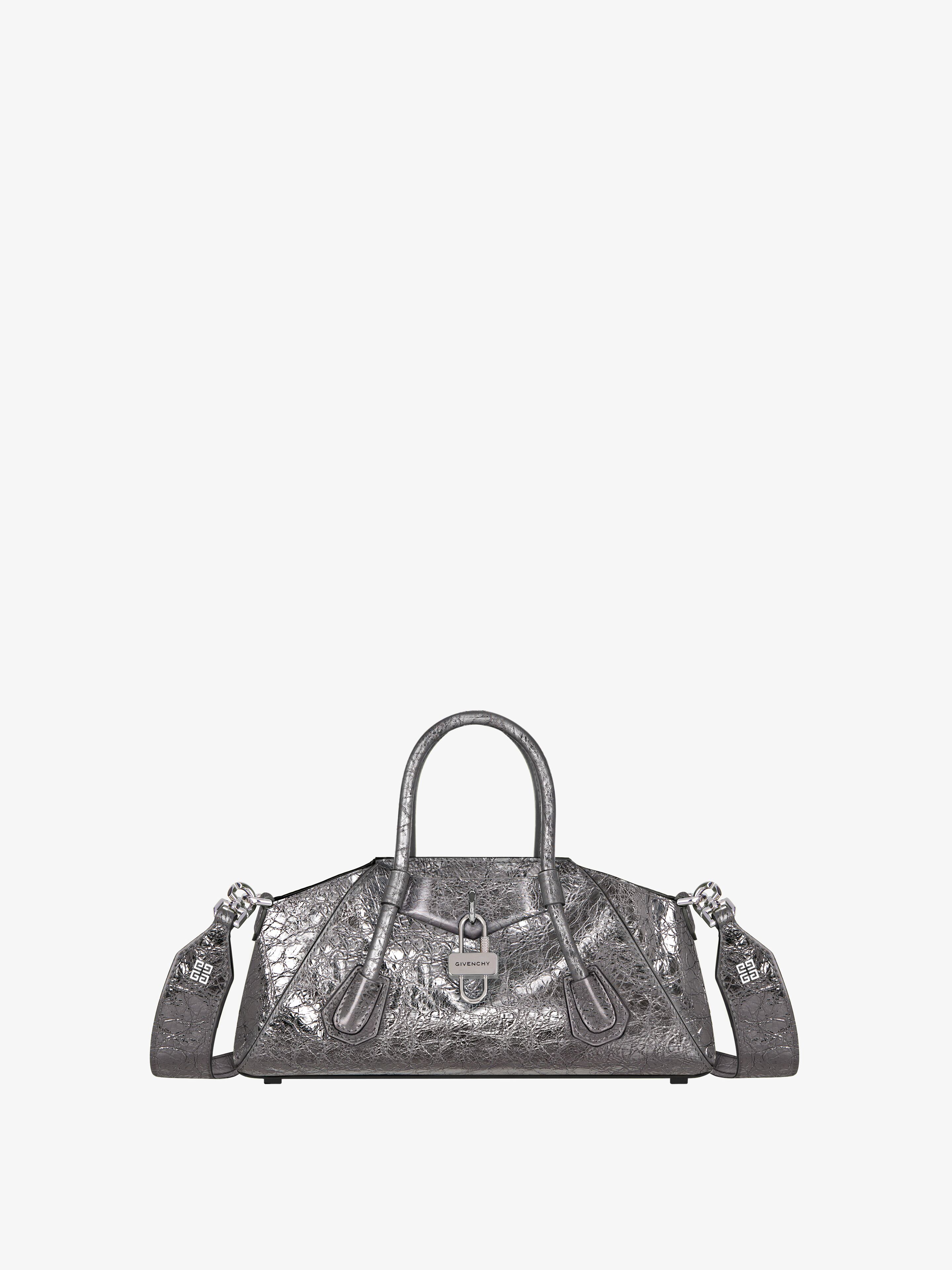 Shop Givenchy Mini Antigona Stretch Bag In Laminated Leather In Multicolor