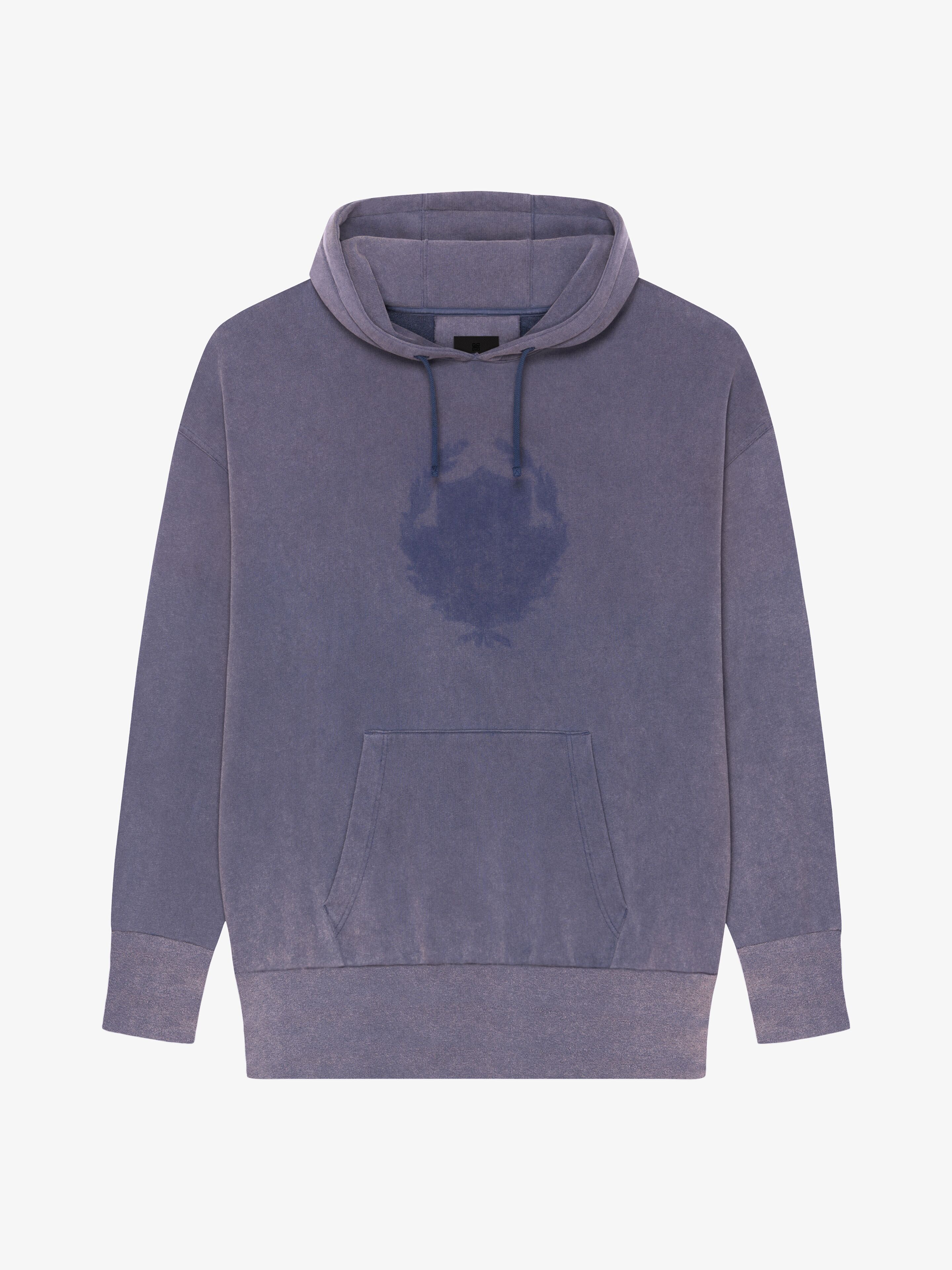 Shop Givenchy Shadow Oversized Hoodie In Fleece In Medium Blue